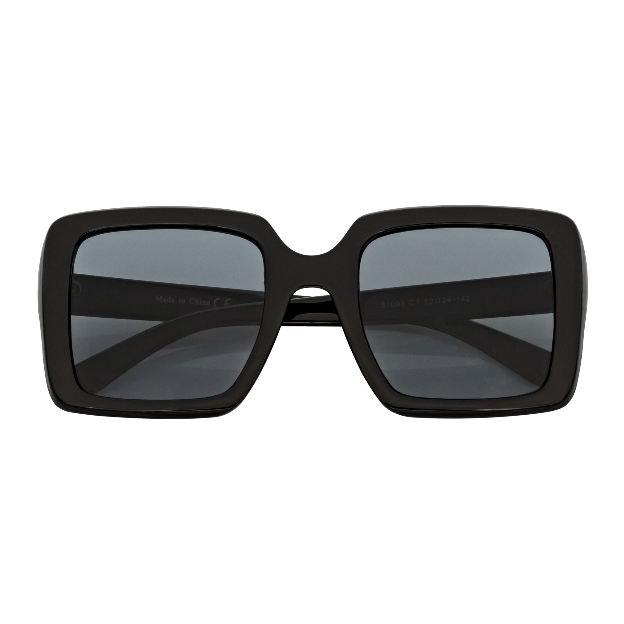 QUAD - Retro Modern Oversize Square Black Sunglasses Smoke Lens