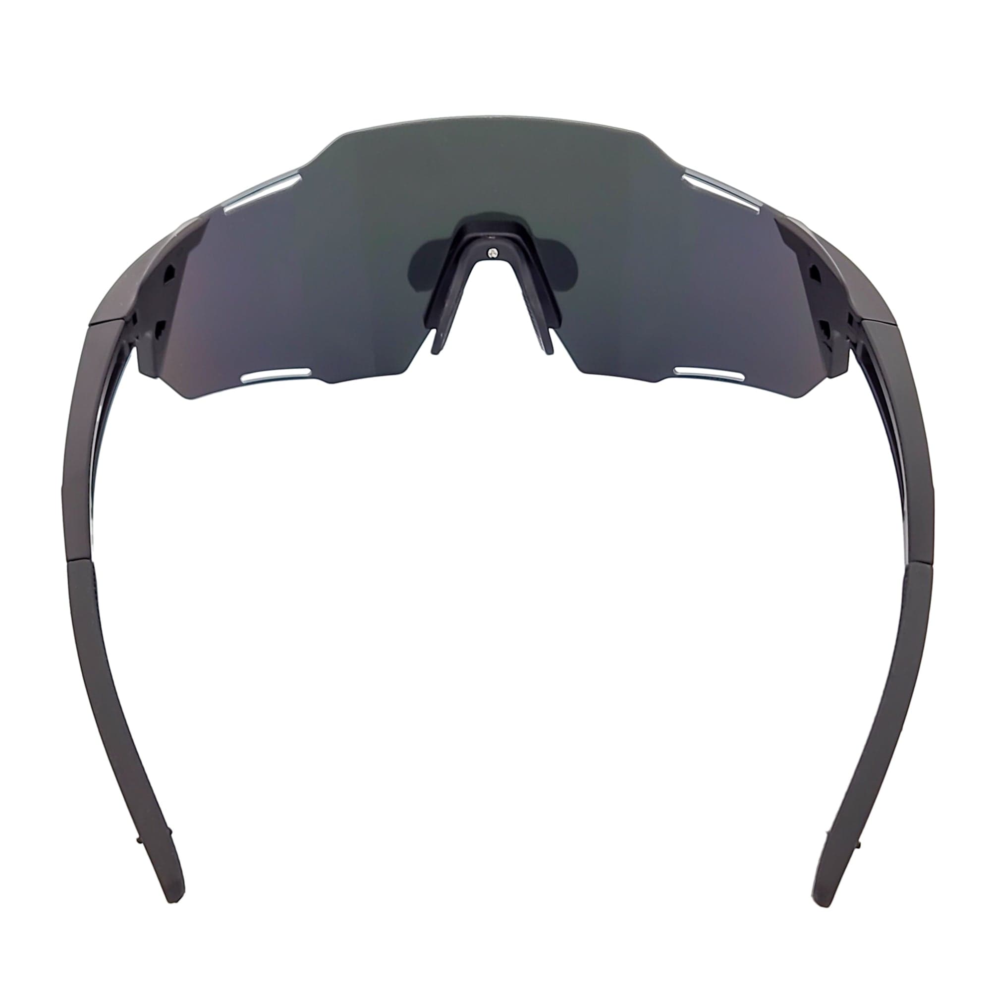 RAZER - Large Sports Wraparound Rimless Shield Sunglasses Black Orange Mirror