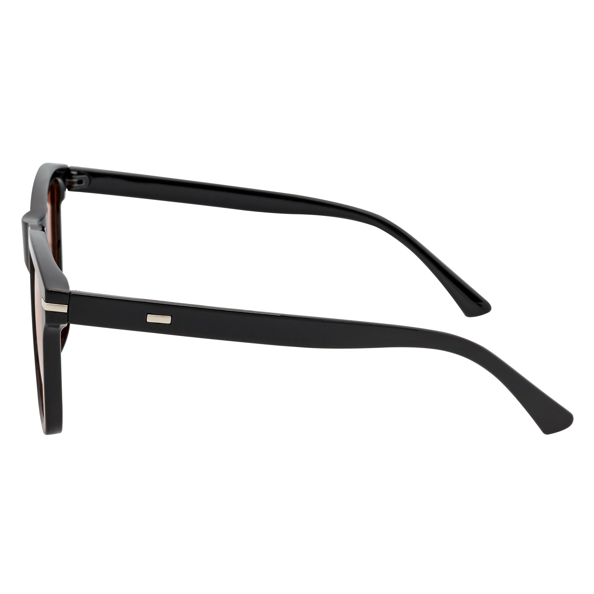 RHO - Classic Large Horn Rimmed Gloss Black Sunglasses Orange Lens