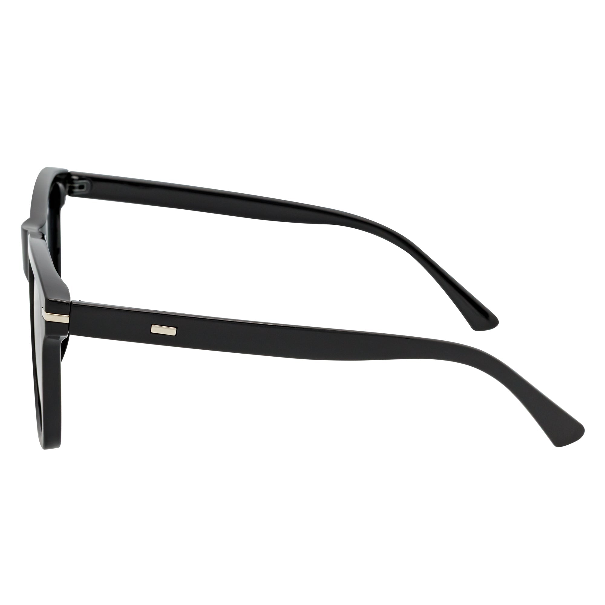RHO - Classic Large Horn Rimmed Gloss Black Sunglasses Smoke Lens