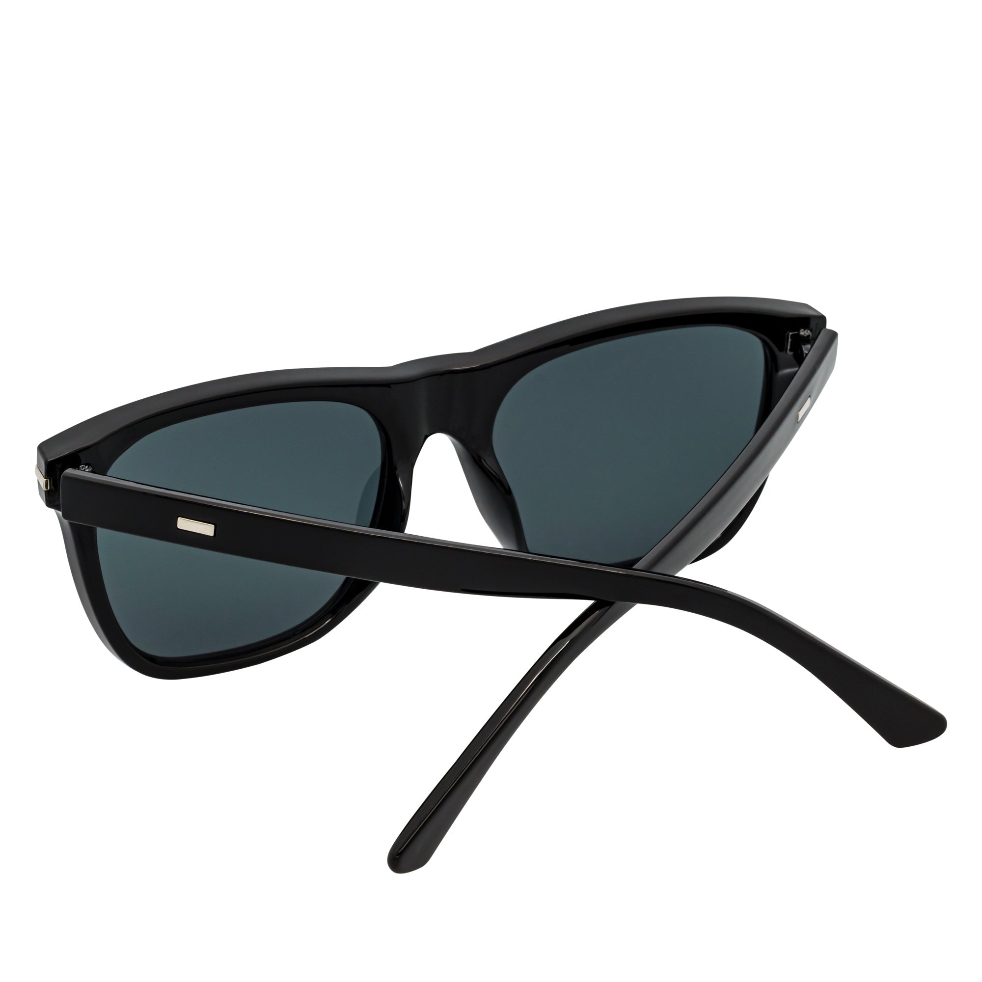 RHO - Classic Large Horn Rimmed Gloss Black Sunglasses Smoke Lens