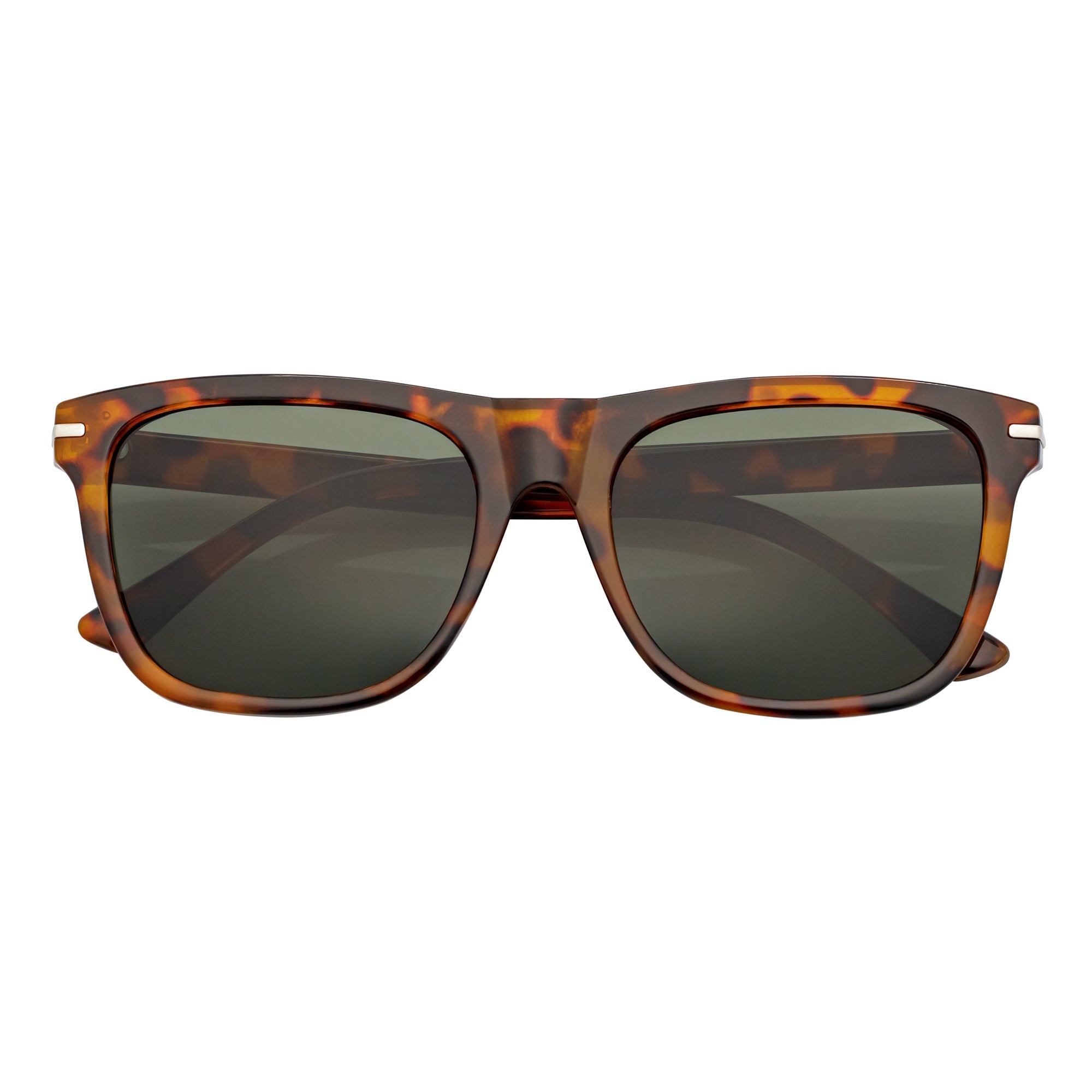 RHO - Classic Large Horn Rimmed Gloss Tortoise Sunglasses Green Lens