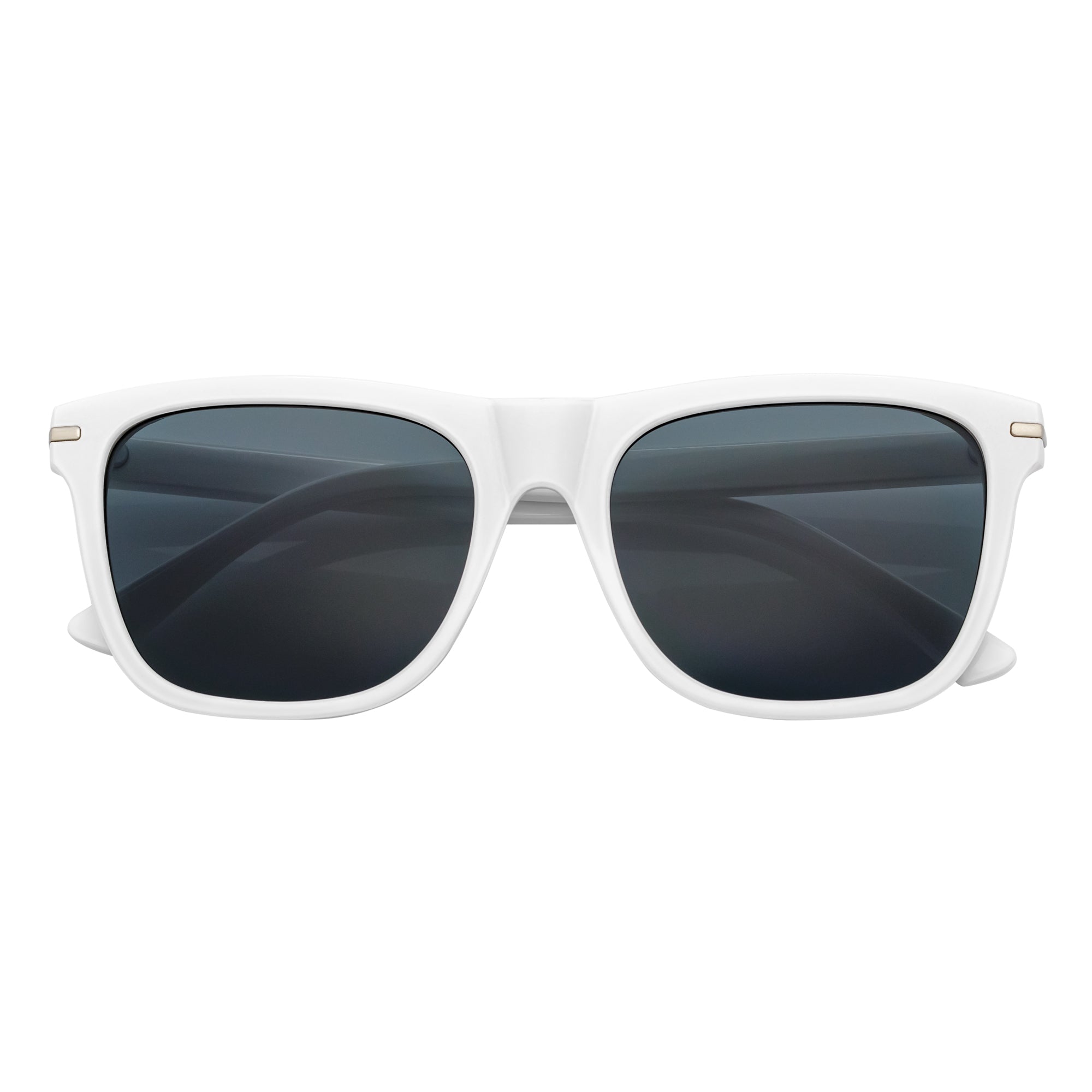 RHO - Classic Large Horn Rimmed Gloss White Sunglasses Smoke Lens