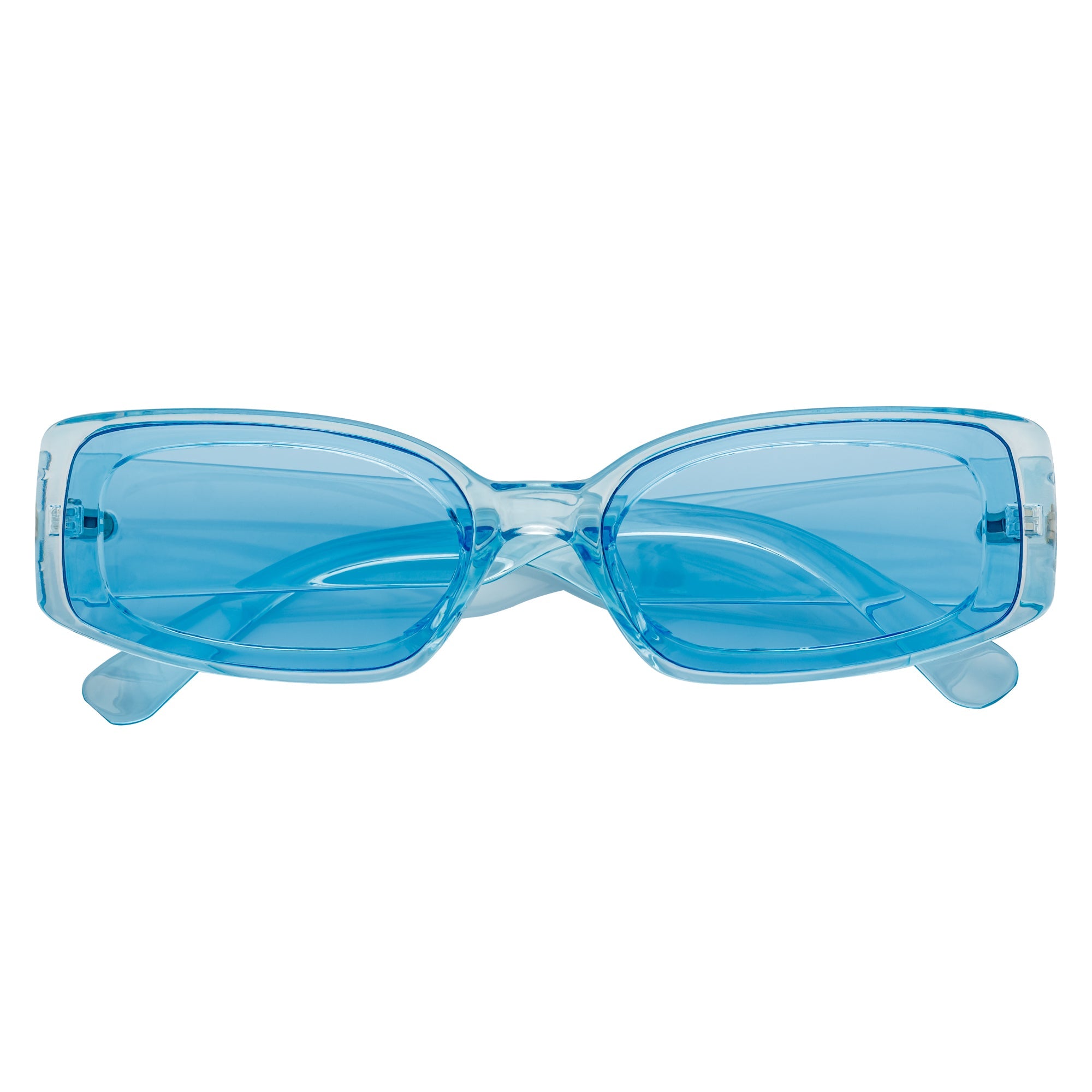 RIZZ - Small Flat Lens 90s Fashion Rectangle Blue Sunglasses Blue Lens