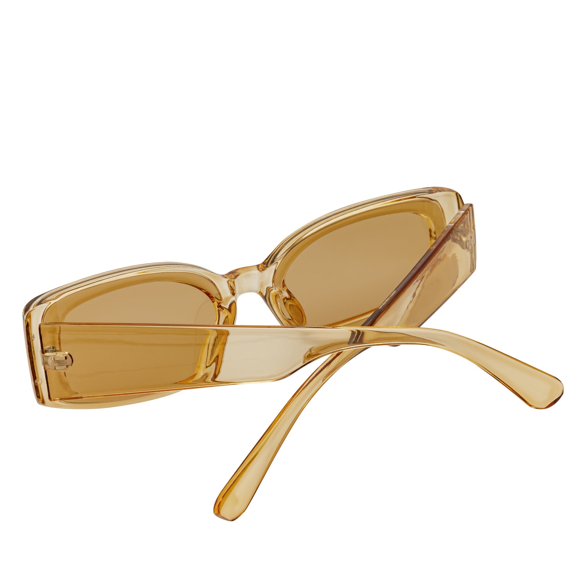RIZZ - Small Flat Lens 90s Fashion Rectangle Brown Sunglasses Brown Lens