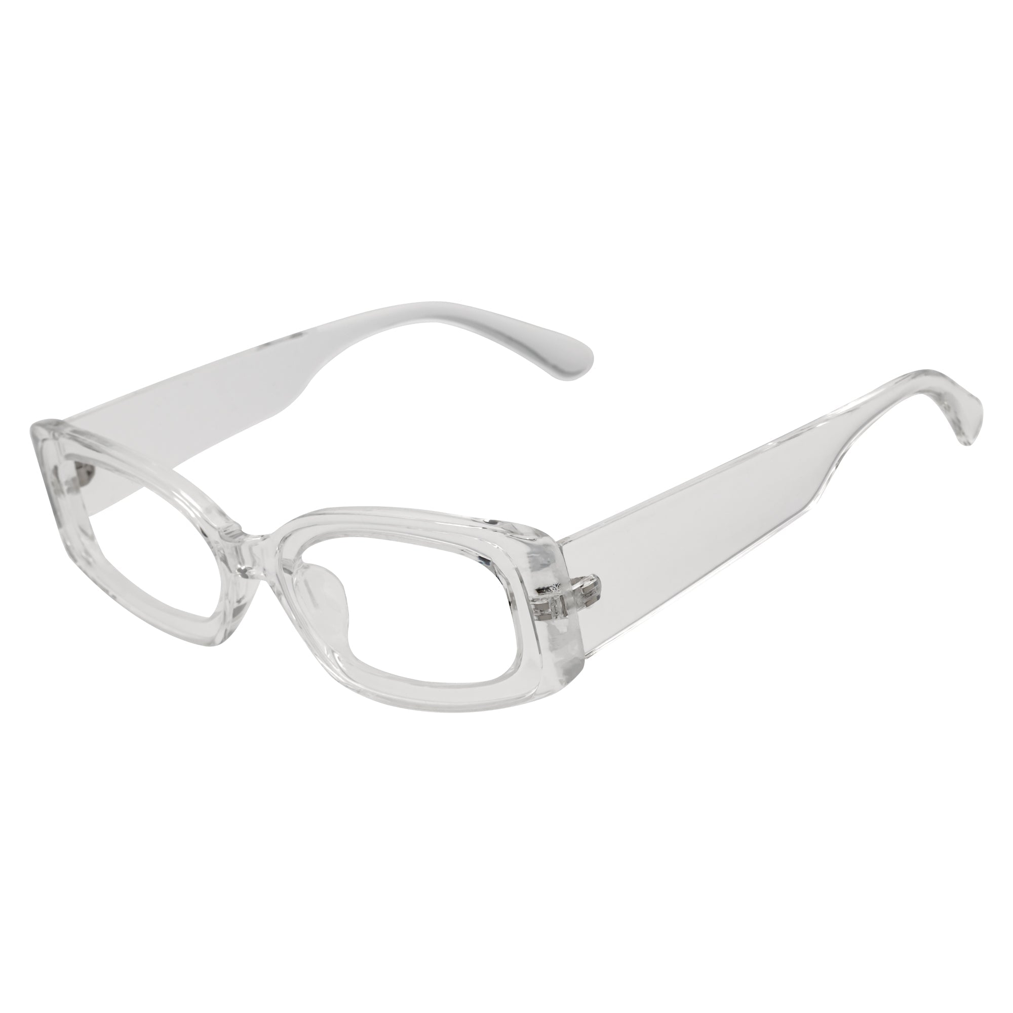 RIZZ - Small Flat Lens 90s Fashion Rectangle Clear Frame Lens Glasses