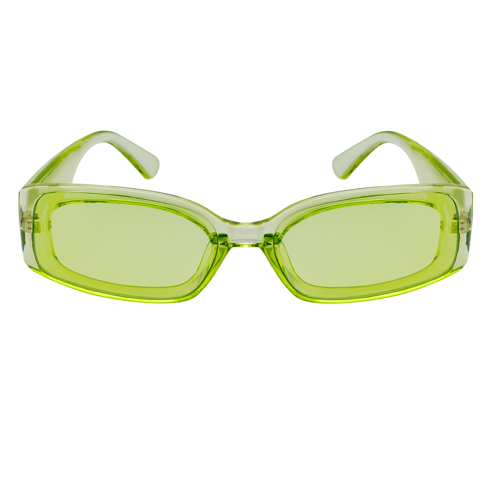 RIZZ - Small Flat Lens 90s Fashion Rectangle Green Sunglasses Green Lens