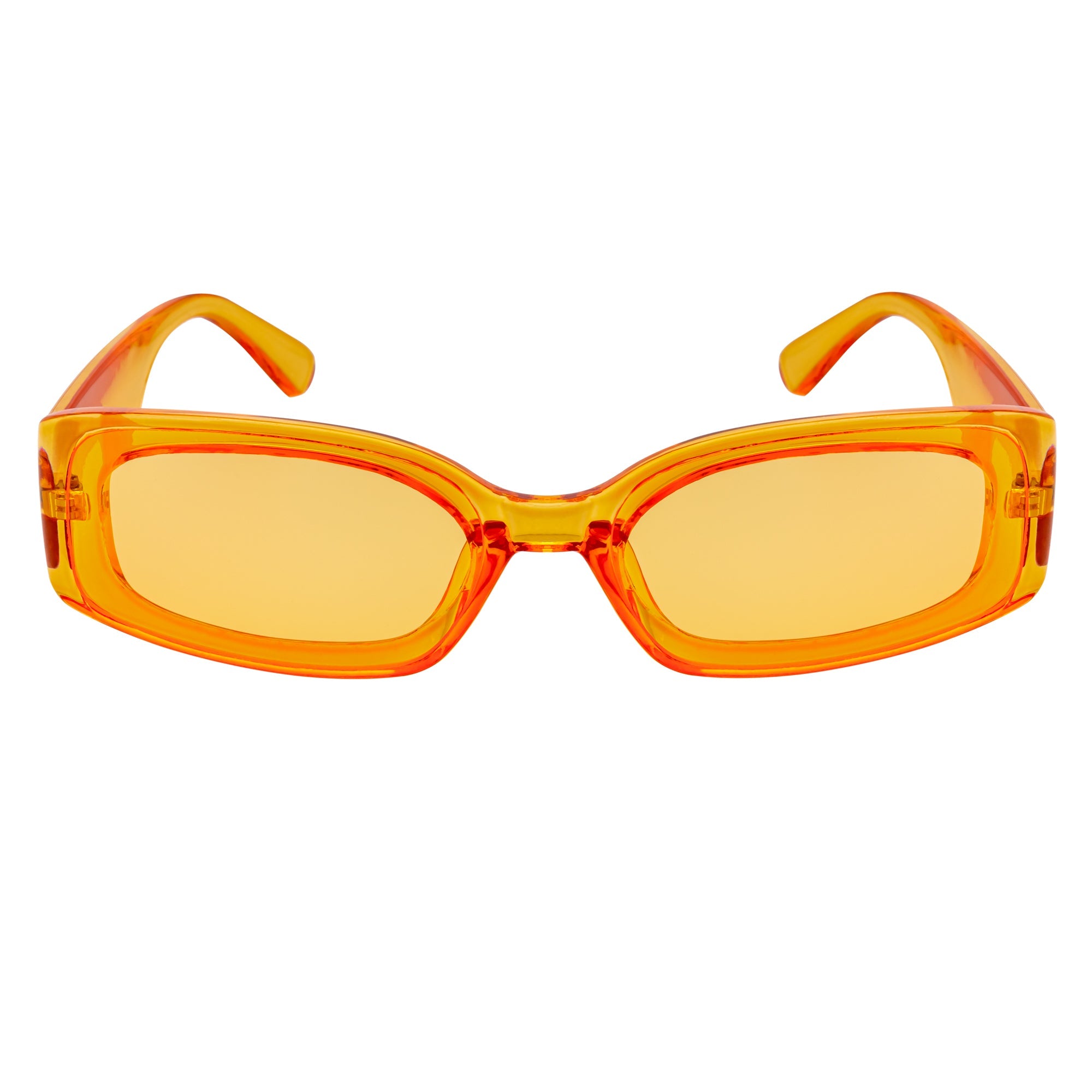 RIZZ - Small Flat Lens 90s Fashion Rectangle Orange Sunglasses Orange Lens