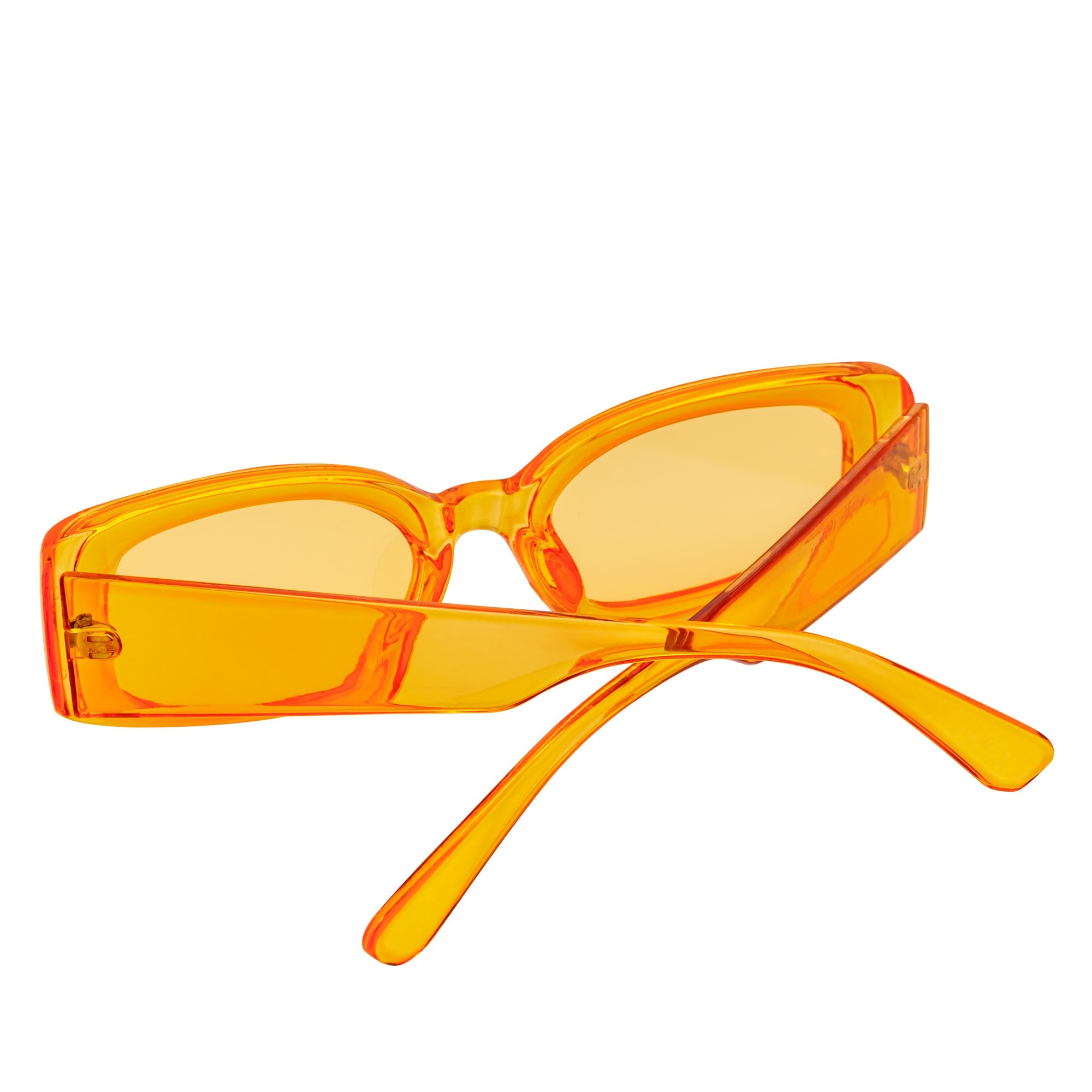 RIZZ - Small Flat Lens 90s Fashion Rectangle Orange Sunglasses Orange Lens