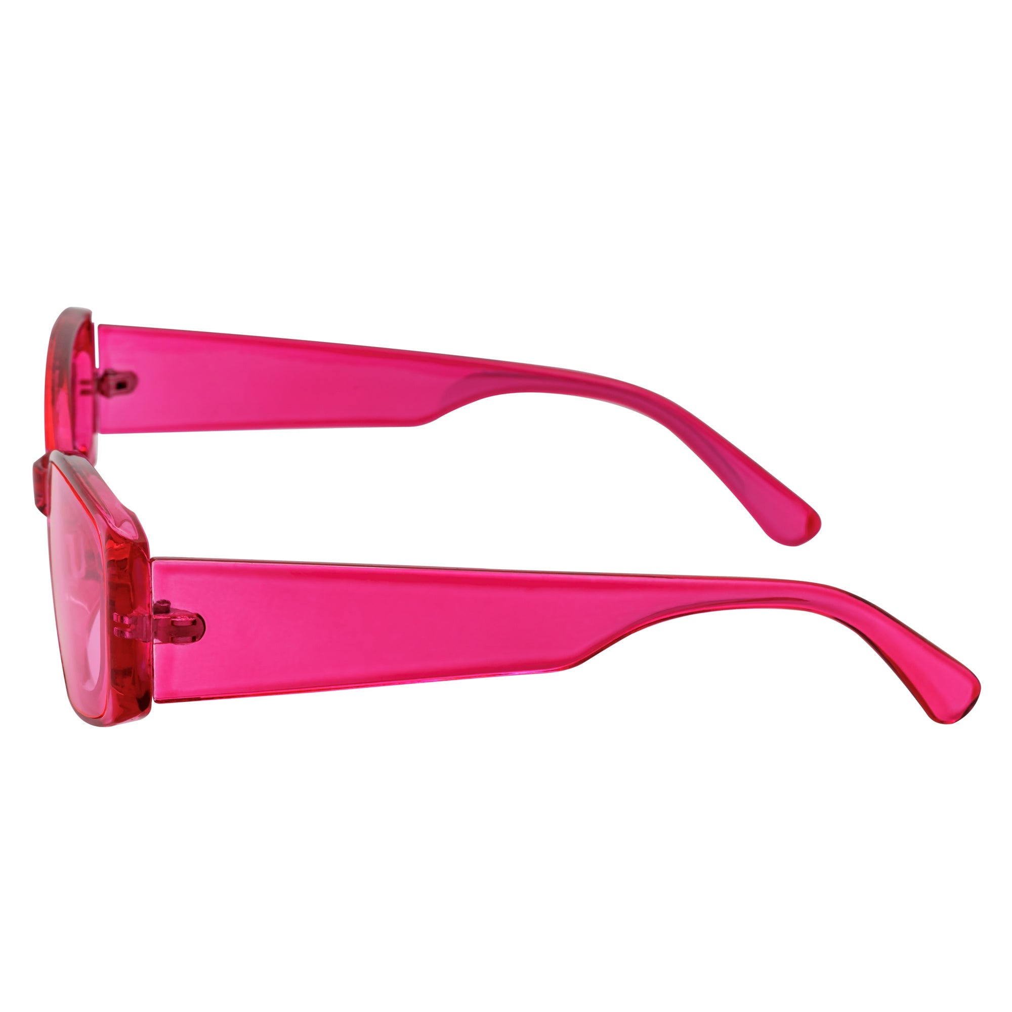 RIZZ - Small Flat Lens 90s Fashion Rectangle Pink Sunglasses Pink Lens