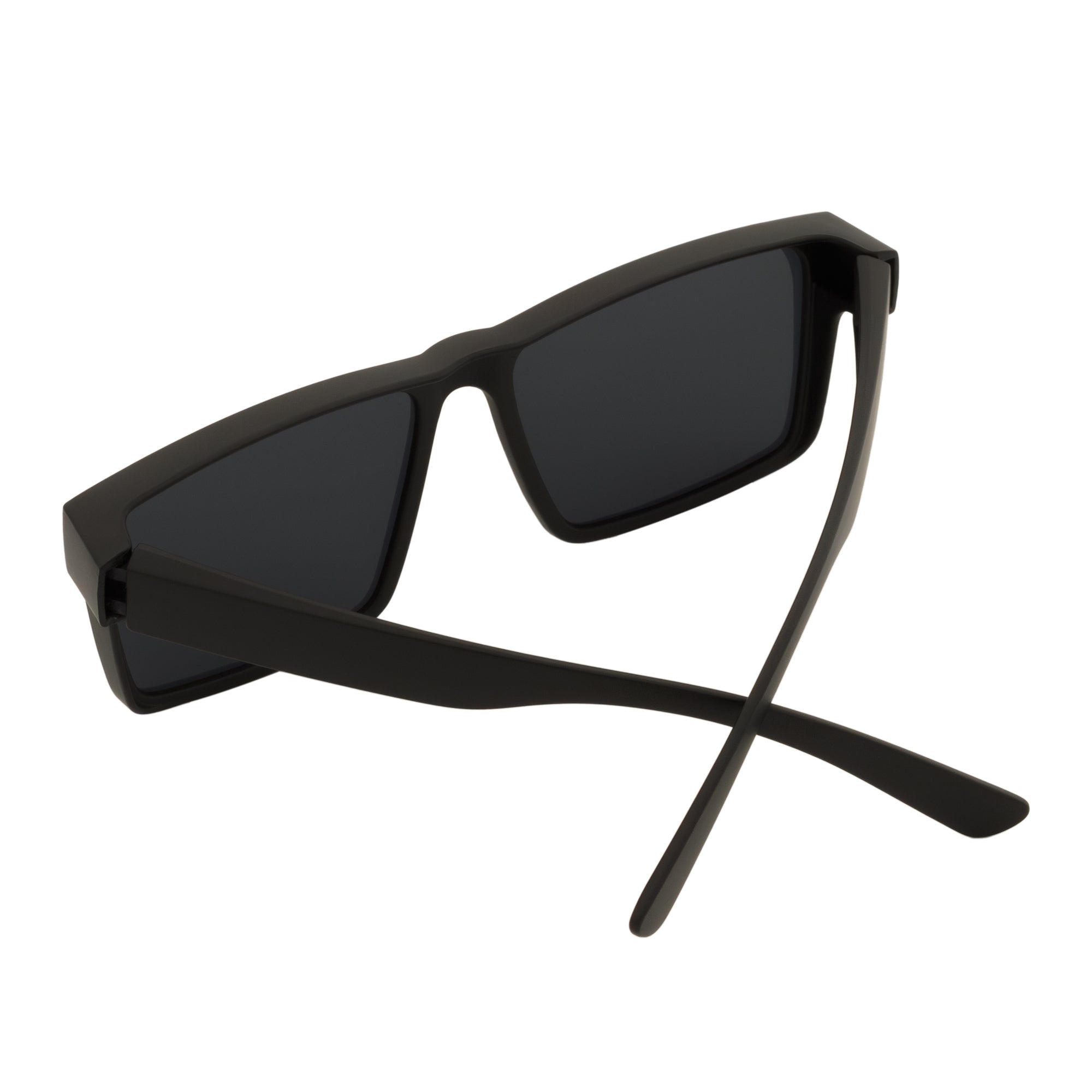 SHADOW - Large Polarized Square Fit Over Matte Black Sunglasses Dark Smoke Lens