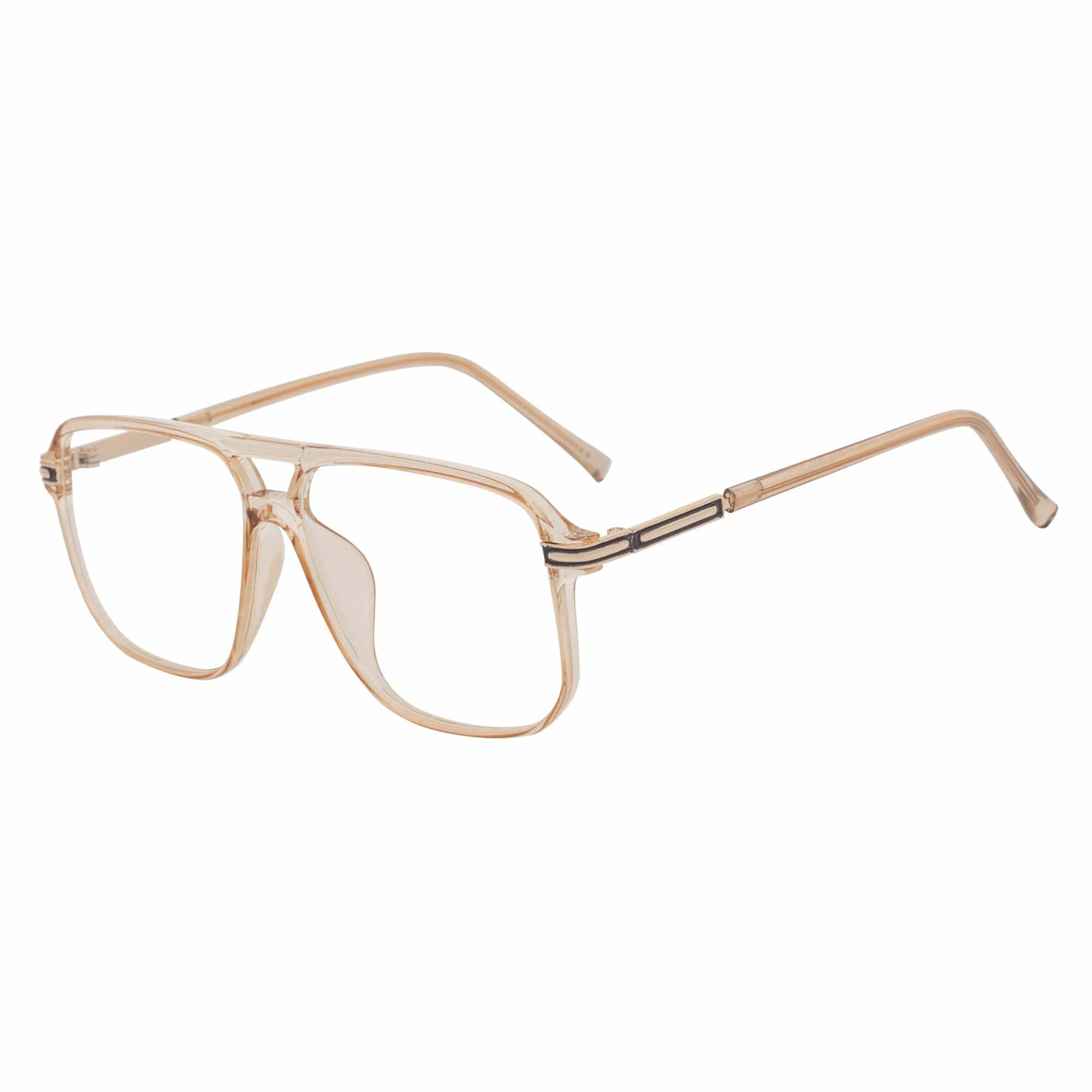 SHERMAN - Classic Square Flat Top Blue Light Glasses Clear Peach Clear Lens