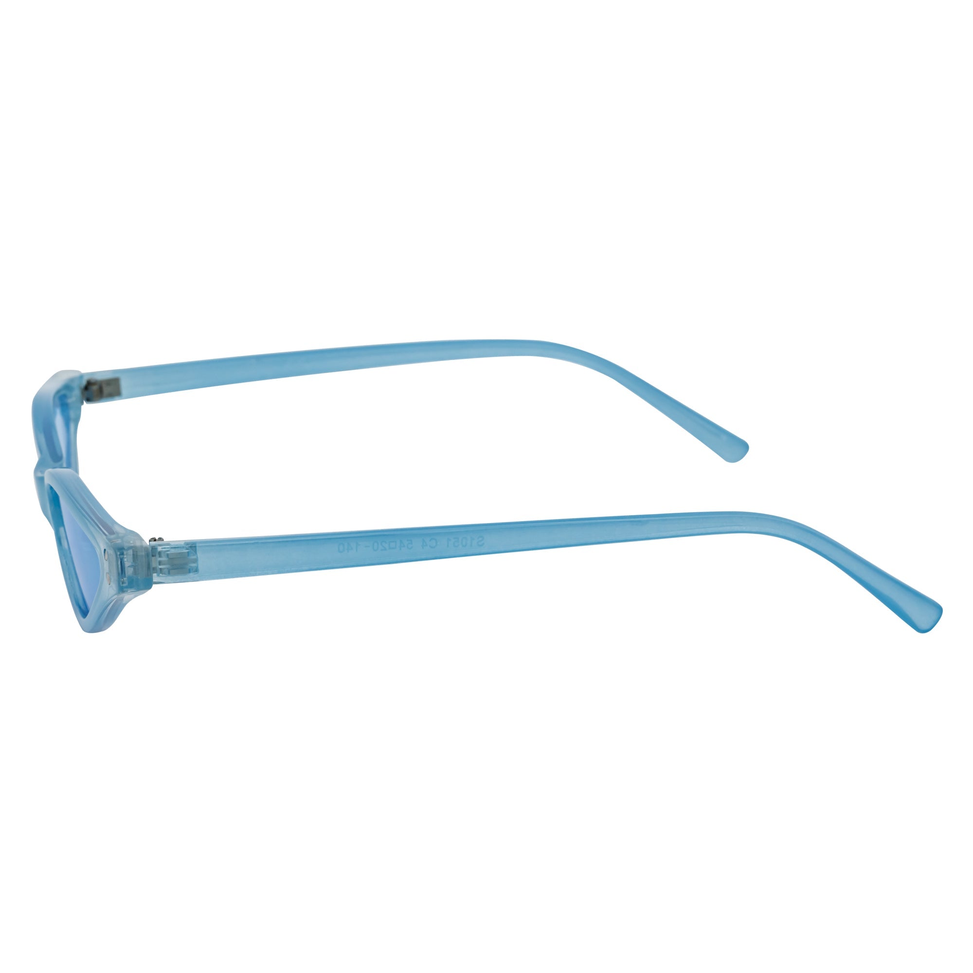 SIAMESE - Mid Century Small Slim Pointed Cat Eye Blue Sunglasses Blue Lens