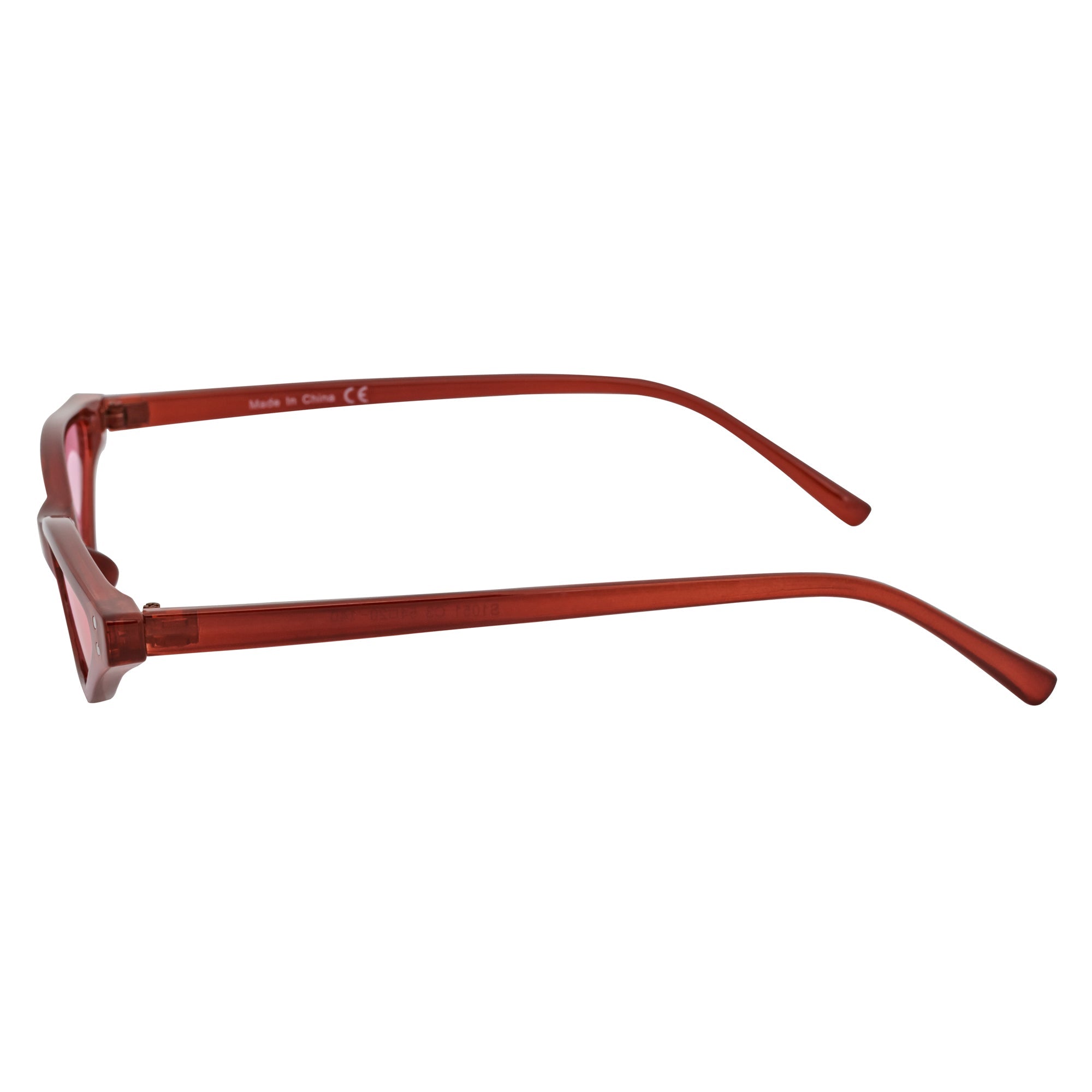 SIAMESE - Mid Century Small Slim Pointed Cat Eye Red Sunglasses Red Lens