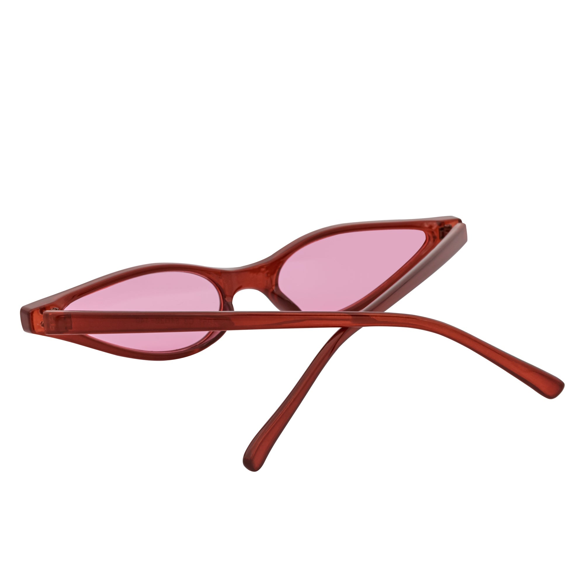 SIAMESE - Mid Century Small Slim Pointed Cat Eye Red Sunglasses Red Lens