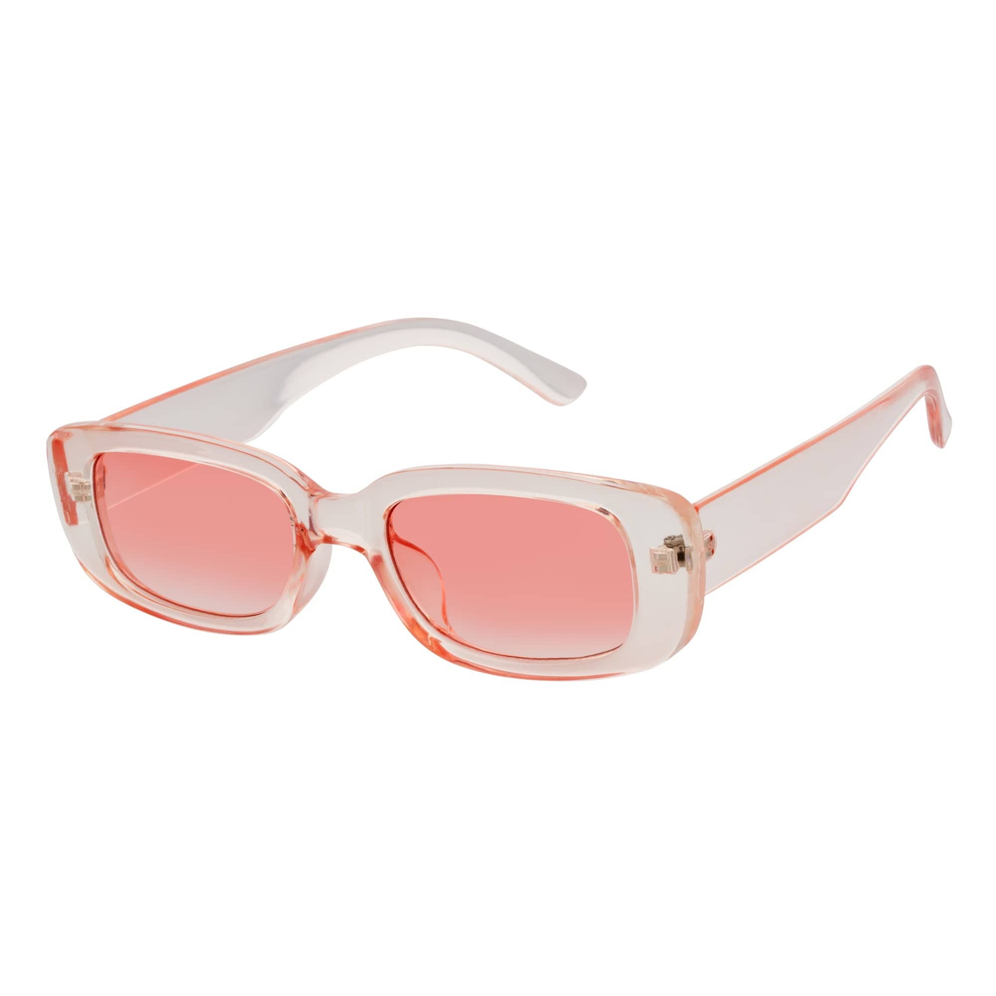 SLIM - Retro 90s Slim Small Rectangle Sunglasses Pink Pink Tint