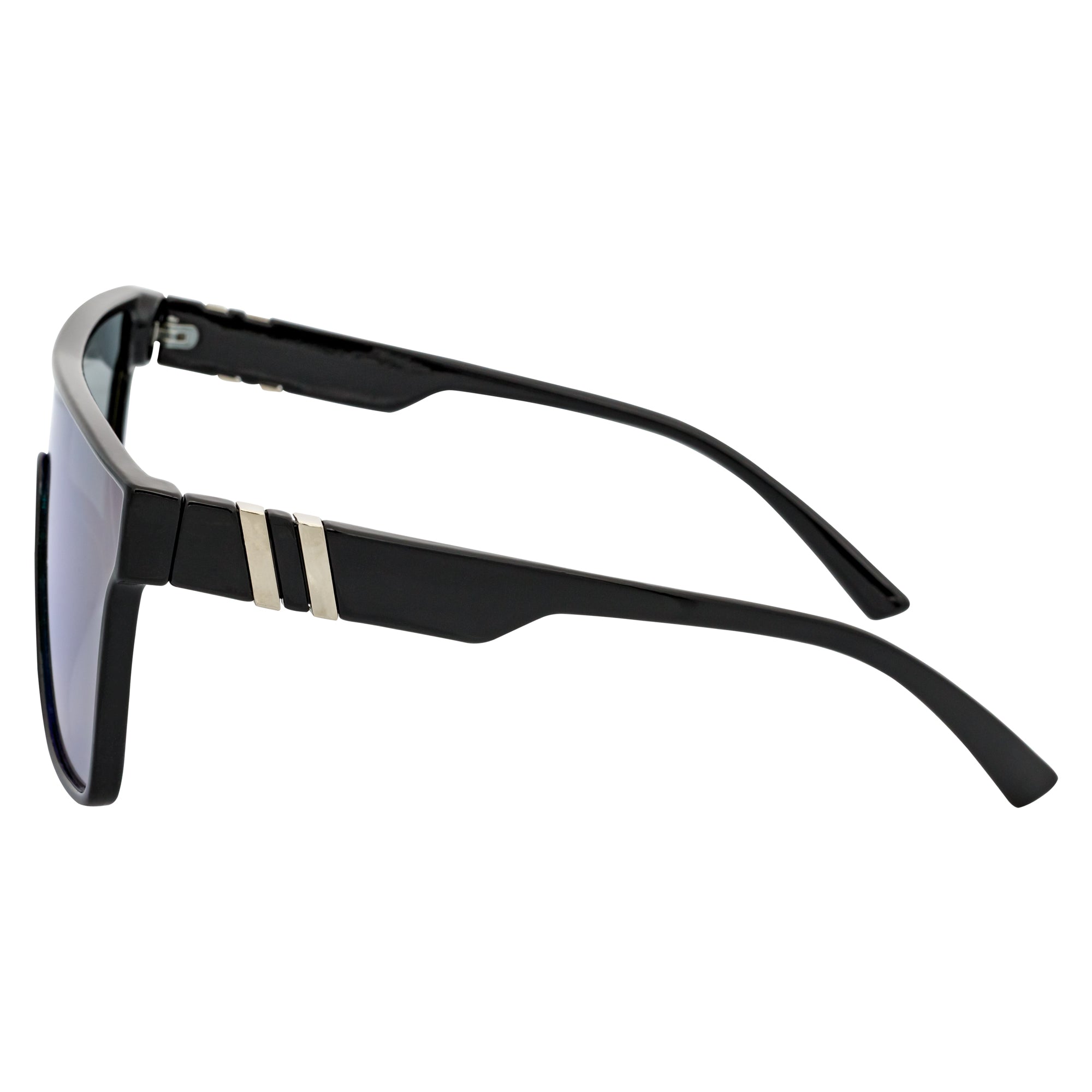 SYFY - Futuristic Square Flat Top Shield Sunglasses Black Green - Blue Mirror