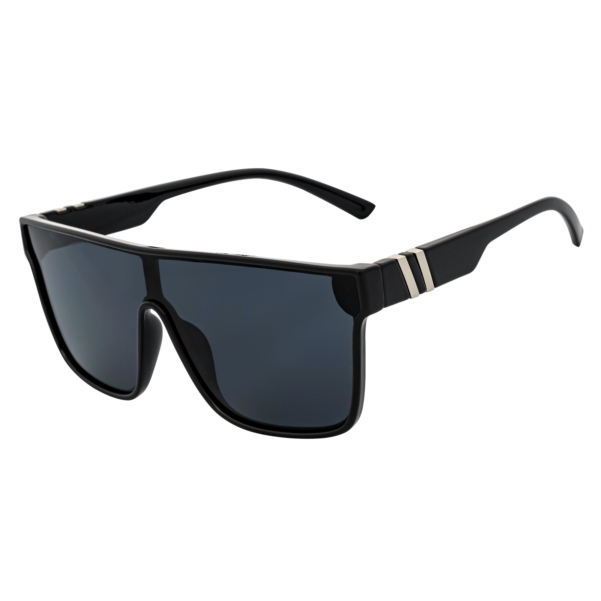 SYFY - Futuristic Square Flat Top Shield Sunglasses Black Smoke Lens