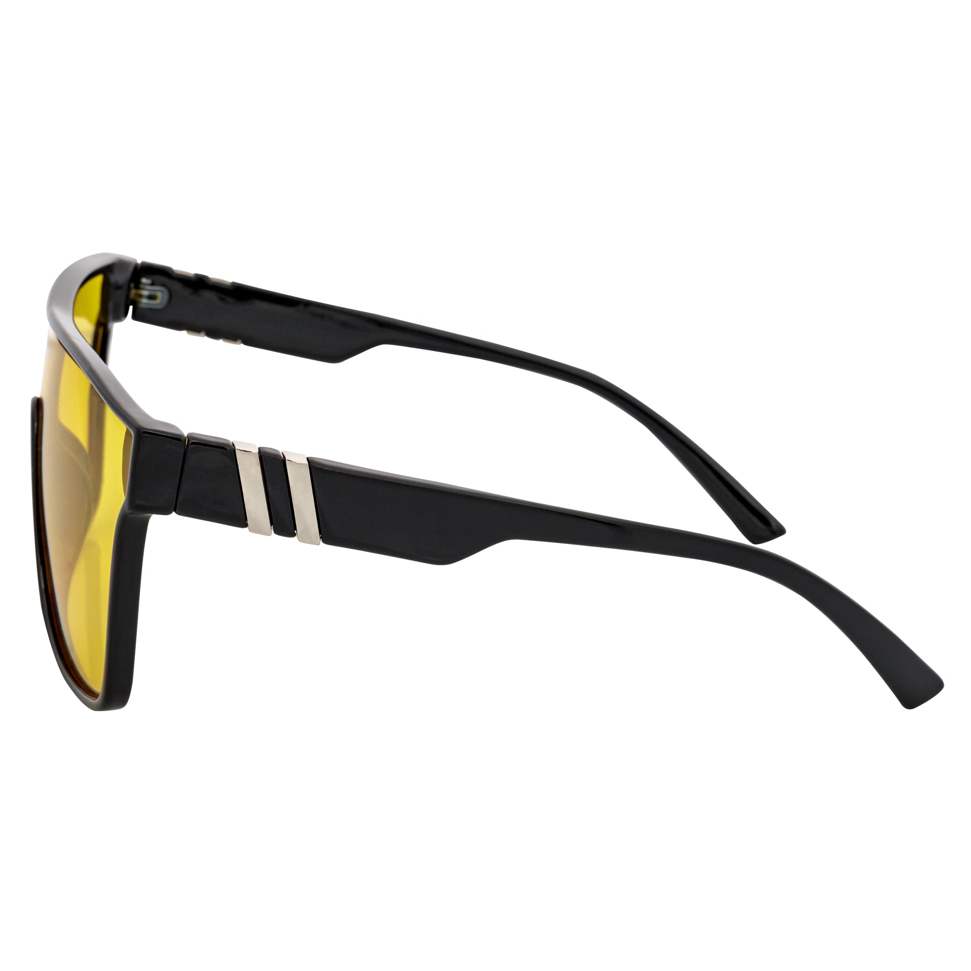 SYFY - Futuristic Square Flat Top Shield Sunglasses Black Yellow Tint