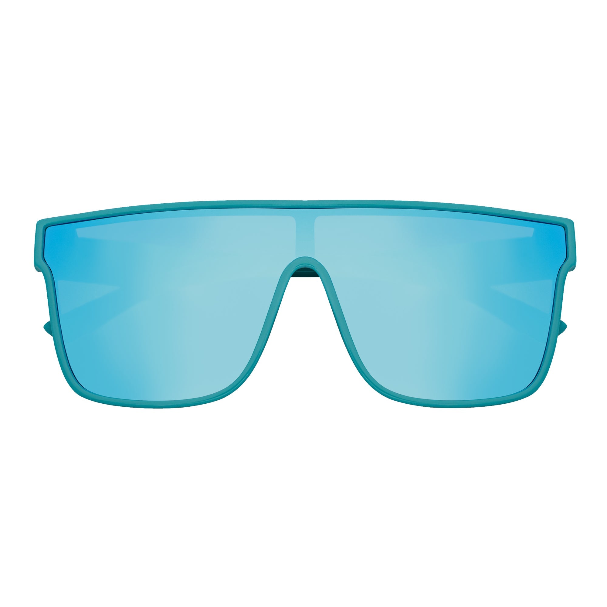 SYFY - Futuristic Square Flat Top Shield Sunglasses Light Blue Blue Mirror