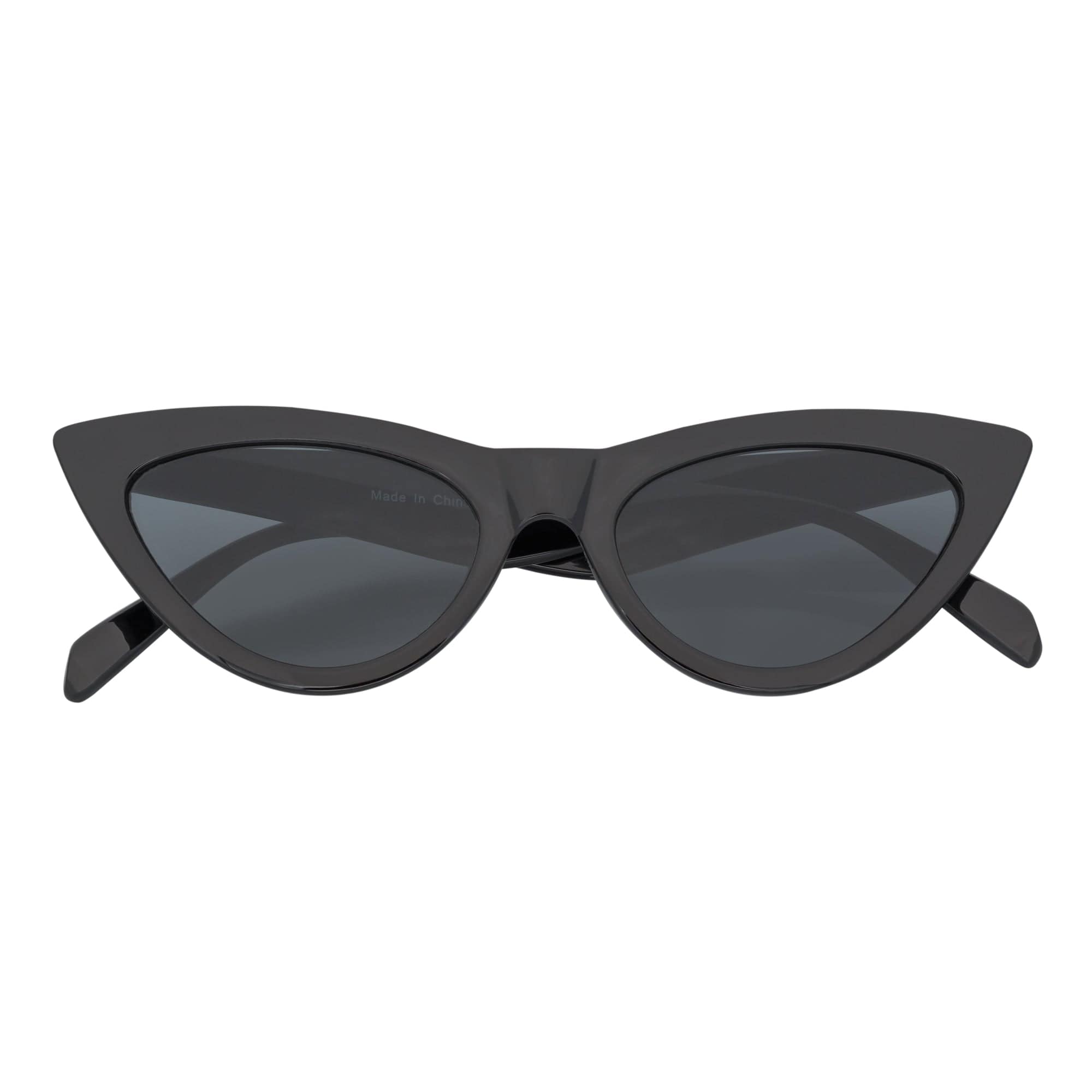 TABBY - High Pointed Retro Small Cat Eye Sunglasses Black Smoke Tint