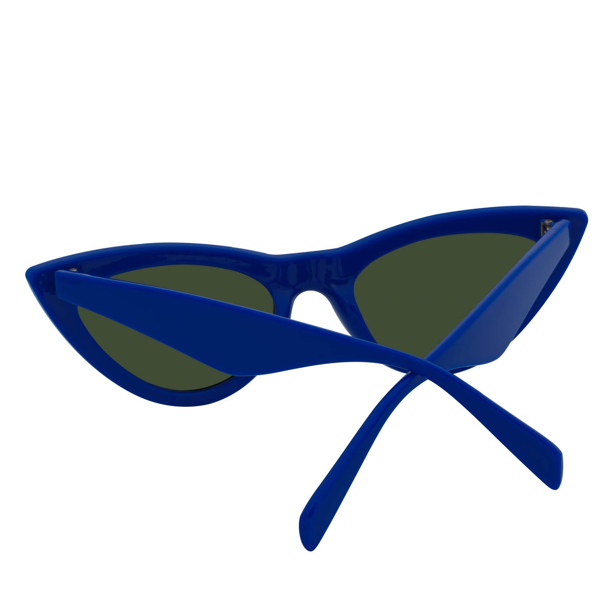 TABBY - High Pointed Retro Small Cat Eye Sunglasses Blue Green Tint