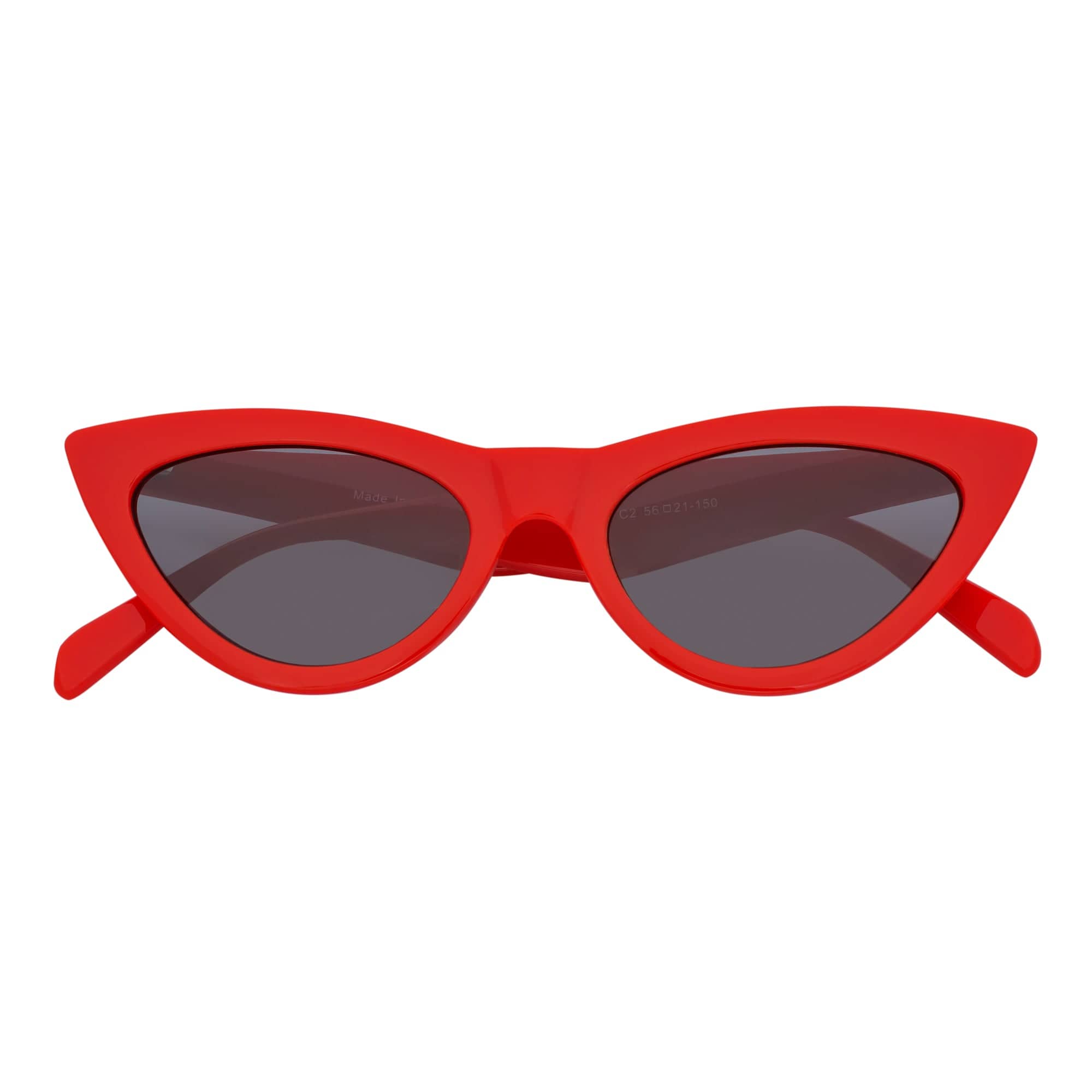 TABBY - High Pointed Retro Small Cat Eye Sunglasses Red Smoke Tint