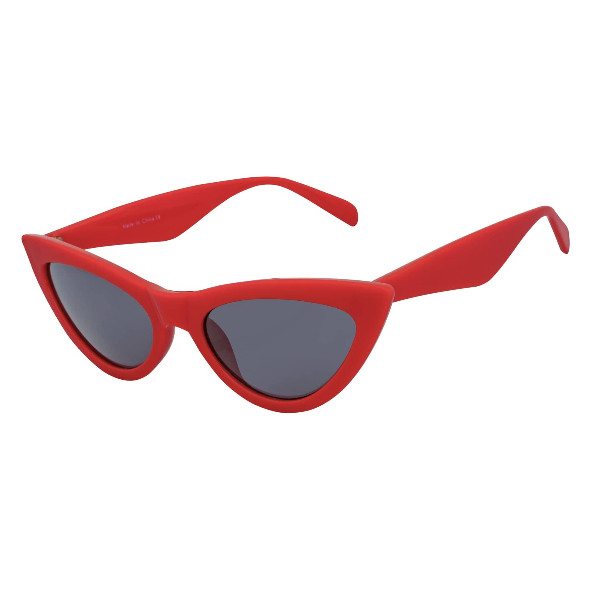 TABBY - High Pointed Retro Small Cat Eye Sunglasses Red Smoke Tint