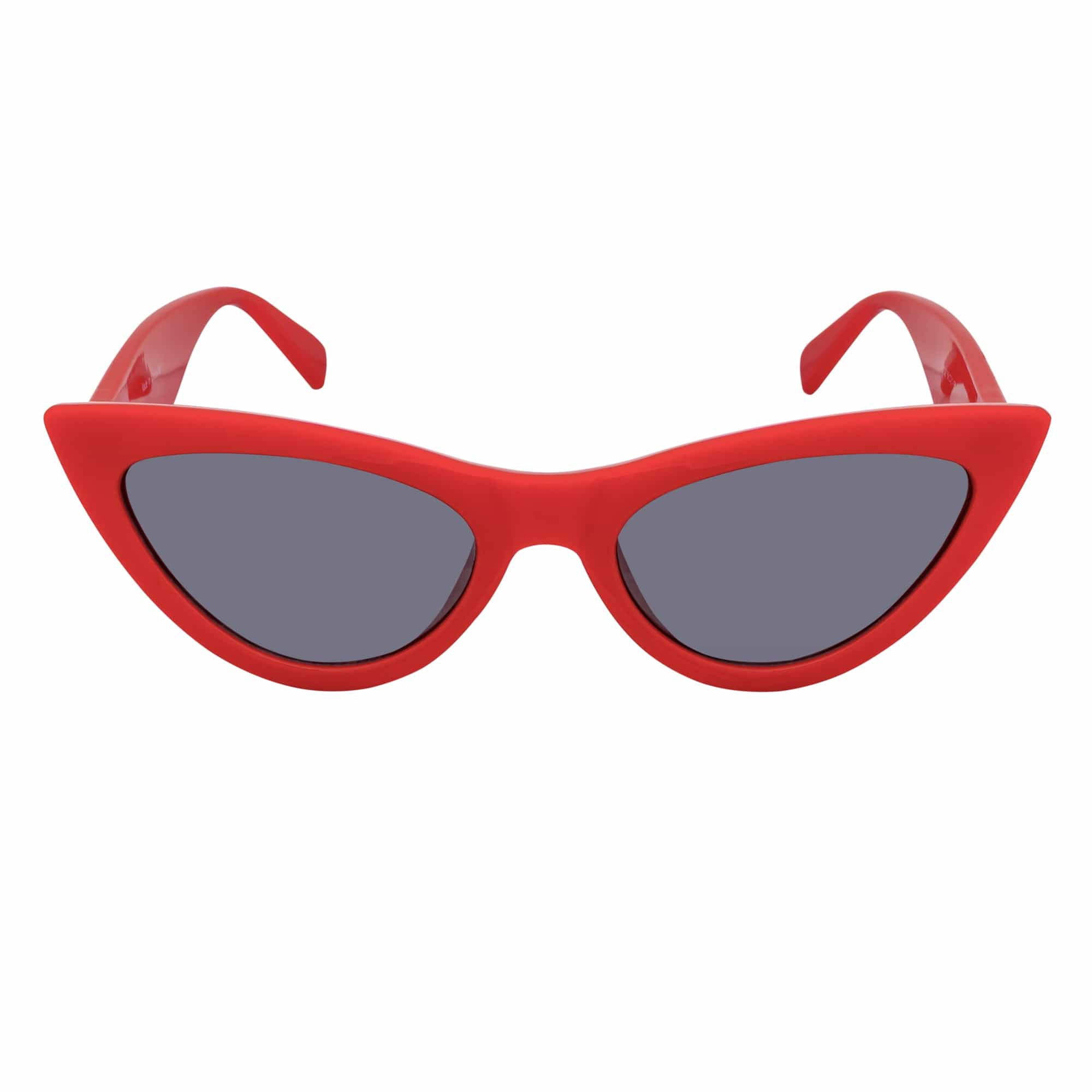 TABBY - High Pointed Retro Small Cat Eye Sunglasses Red Smoke Tint
