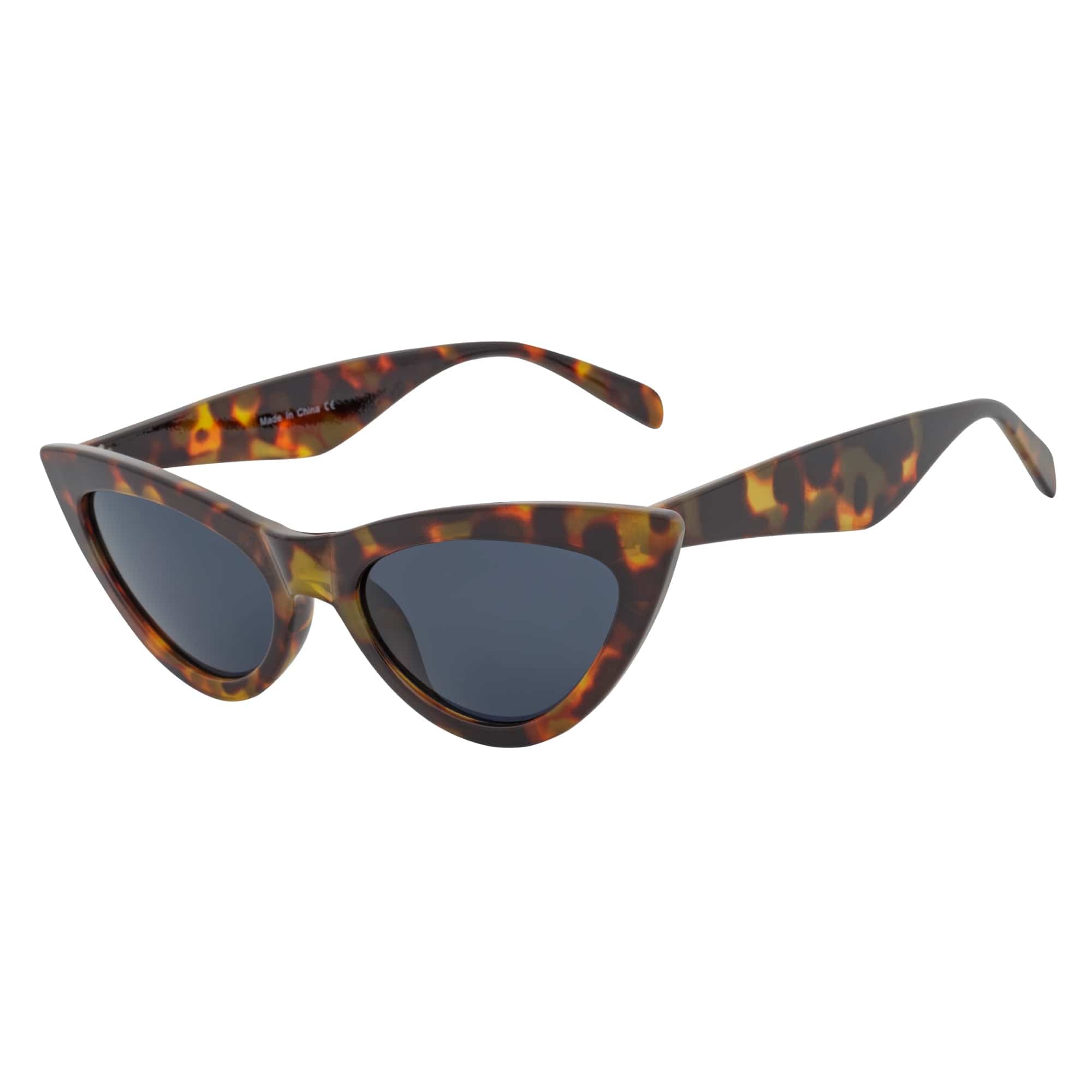TABBY - High Pointed Retro Small Cat Eye Sunglasses Tortoise Smoke Lens