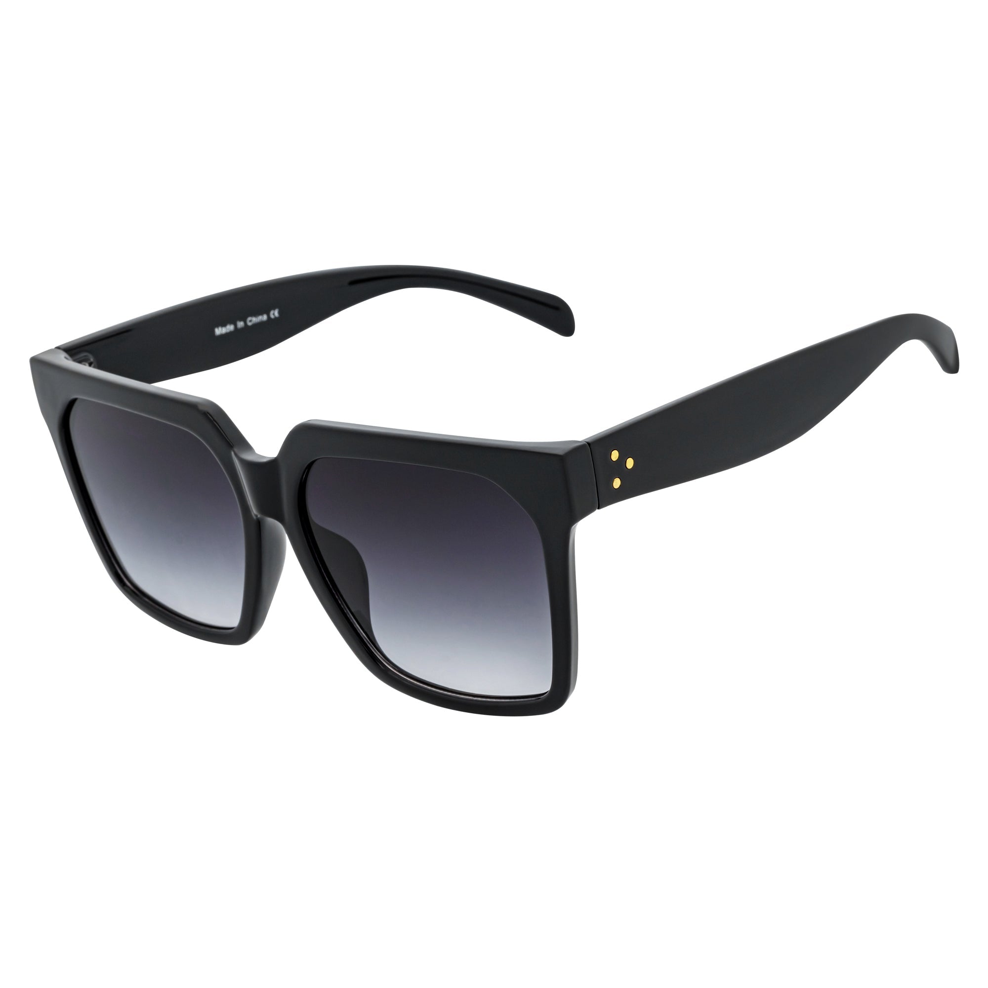 TARA - Womens Oversize Butterfly Square Black Sunglasses Lavender Lens
