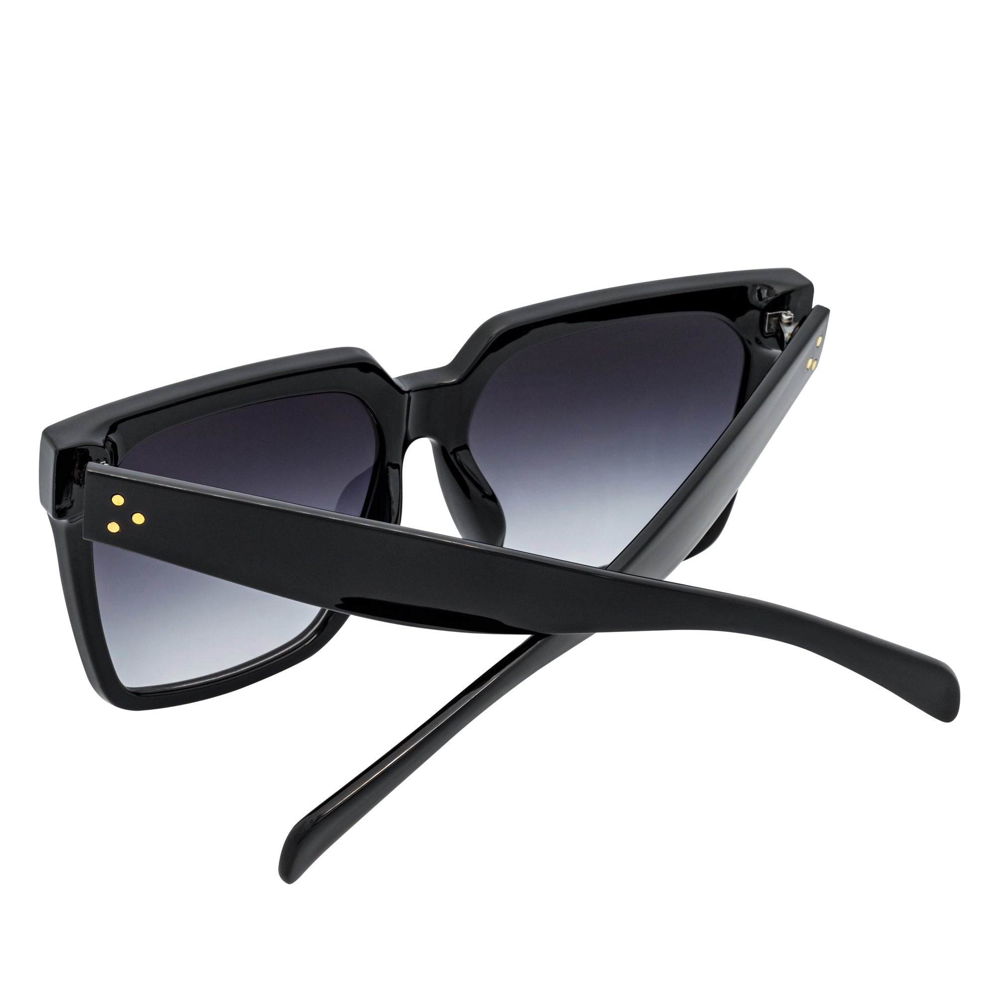 TARA - Womens Oversize Butterfly Square Black Sunglasses Lavender Lens