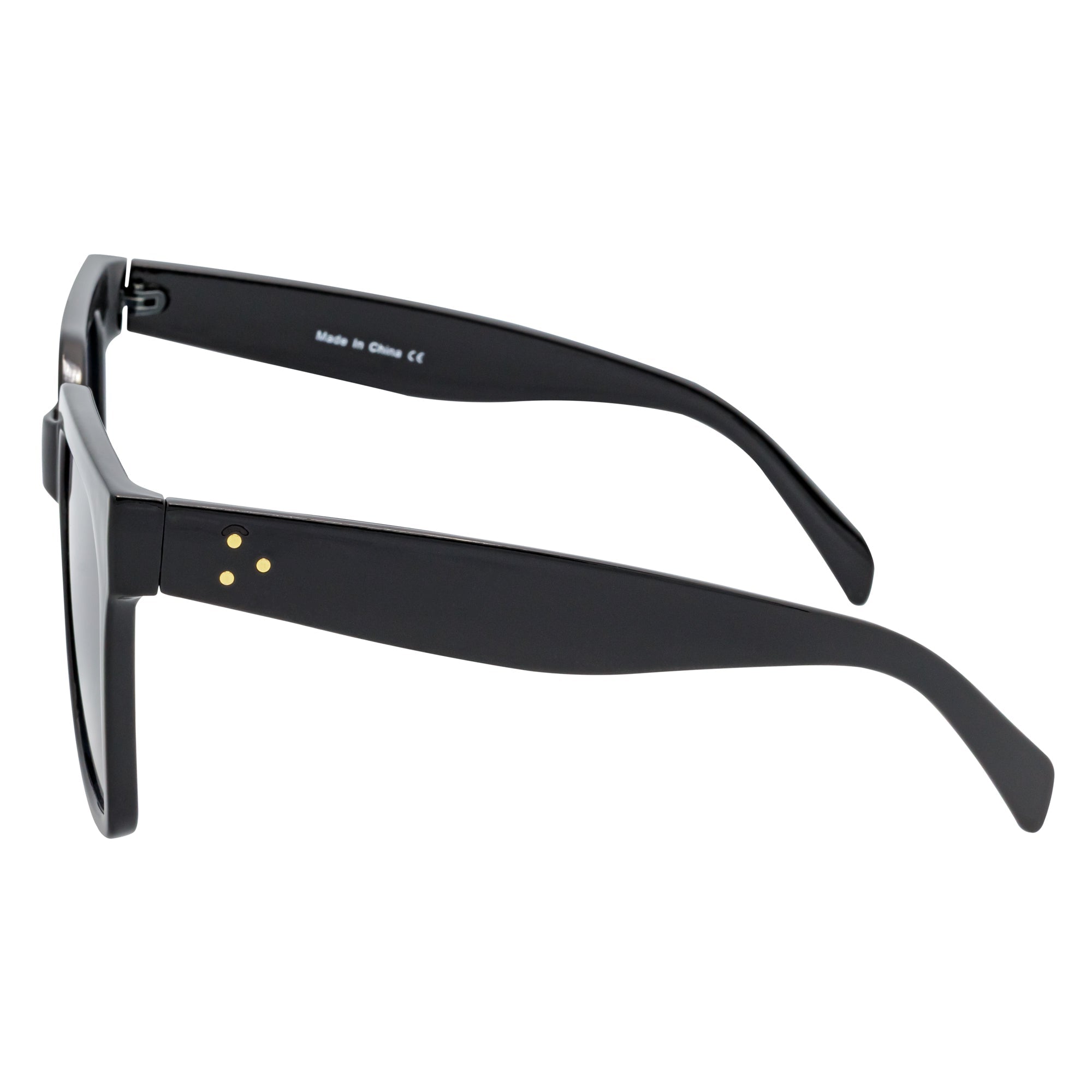TARA - Womens Oversize Butterfly Square Black Sunglasses Smoke Lens