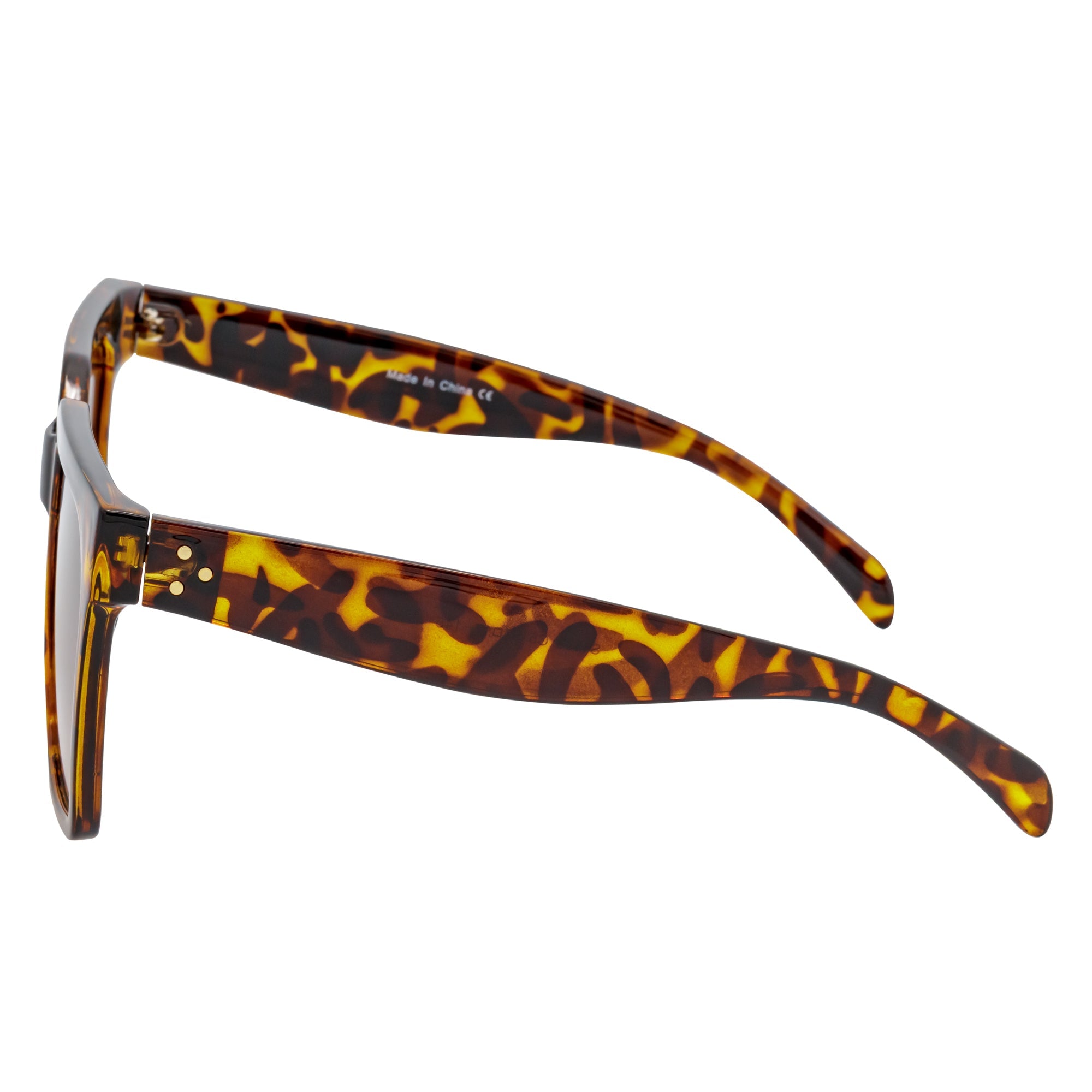 TARA - Womens Oversize Butterfly Square Tortoise Sunglasses Amber Lens