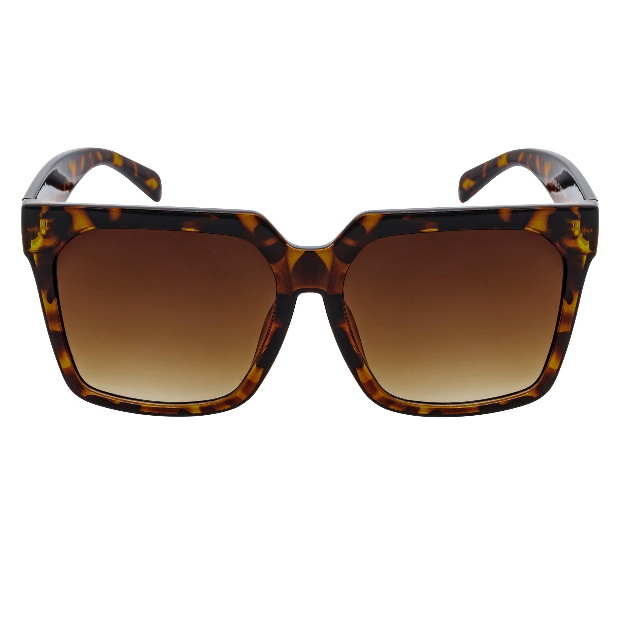 TARA - Womens Oversize Butterfly Square Tortoise Sunglasses Amber Lens