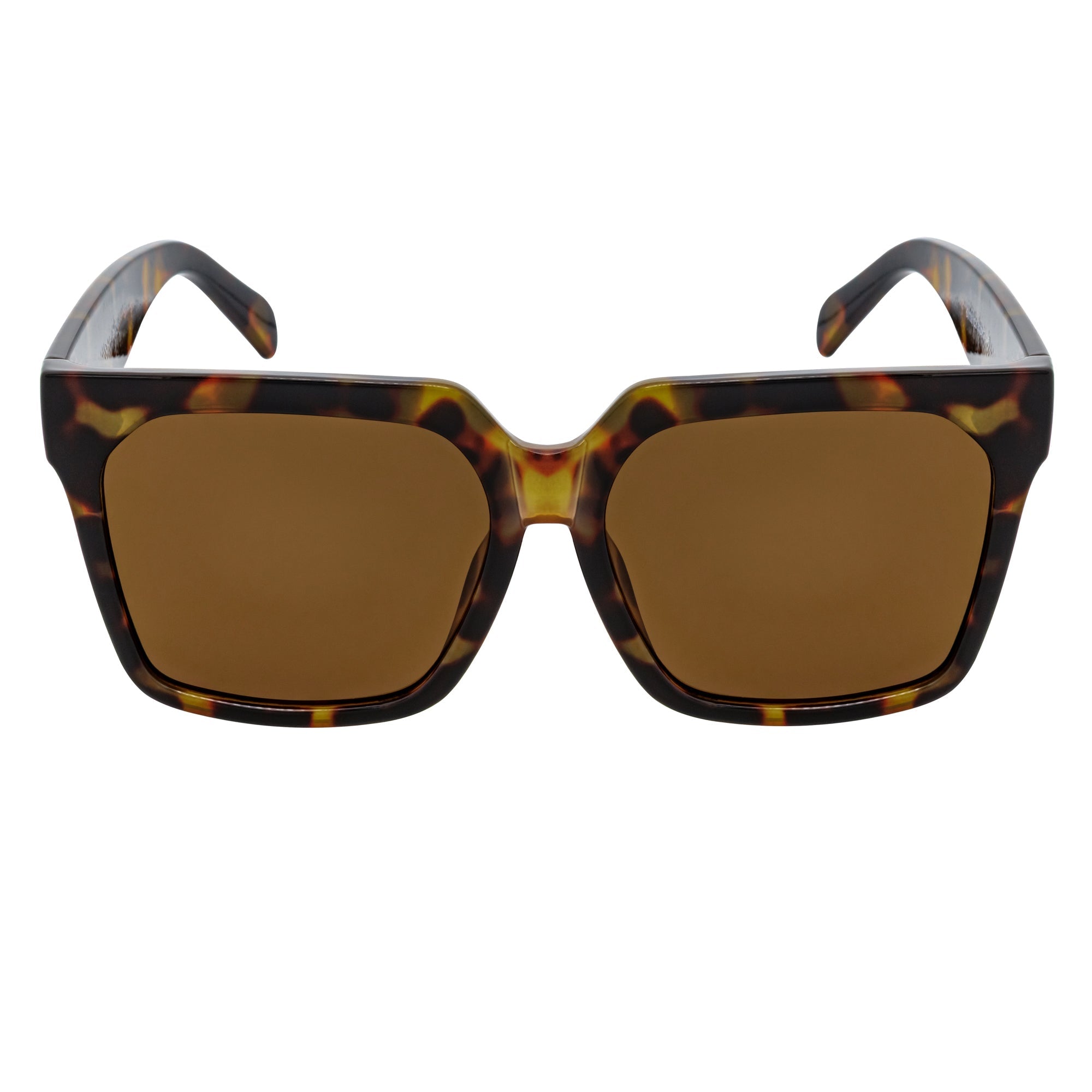TARA - Womens Oversize Butterfly Square Tortoise Sunglasses Brown Lens