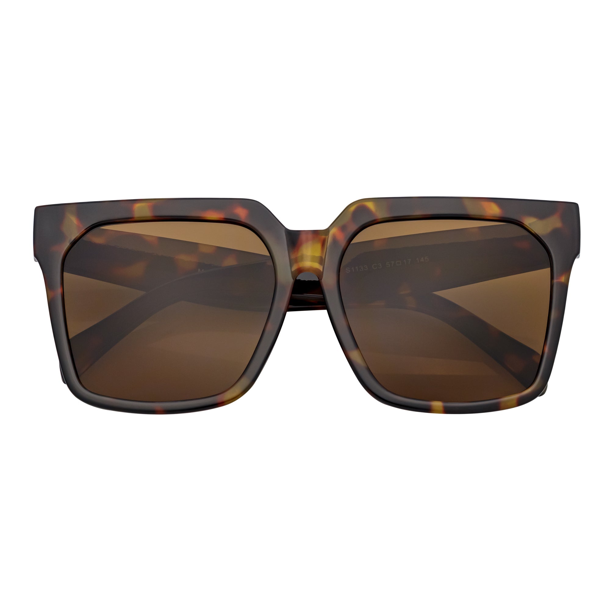 TARA - Womens Oversize Butterfly Square Tortoise Sunglasses Brown Lens