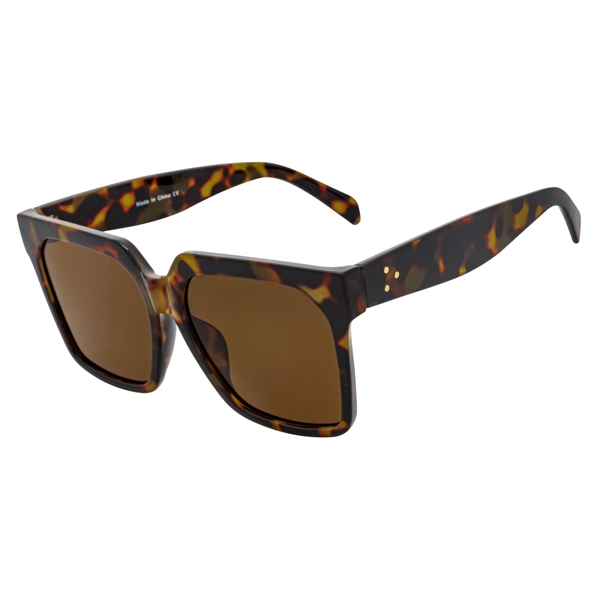 TARA - Womens Oversize Butterfly Square Tortoise Sunglasses Brown Lens