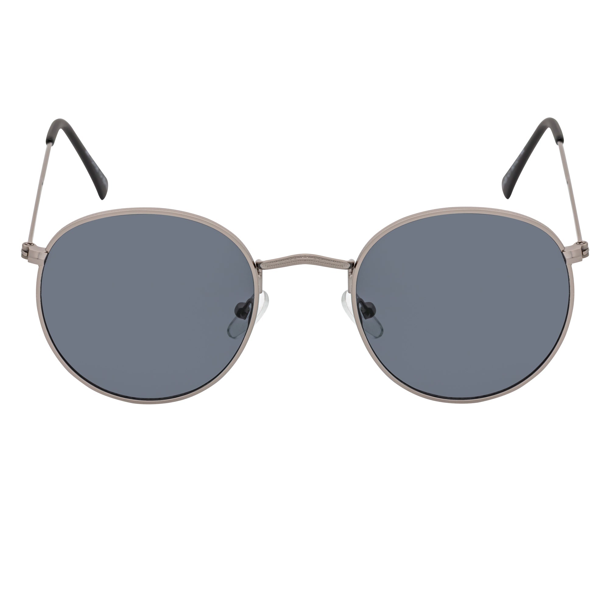 VAGABOND - Retro Classic Small Metal Round Sunglasses Silver Smoke Lens