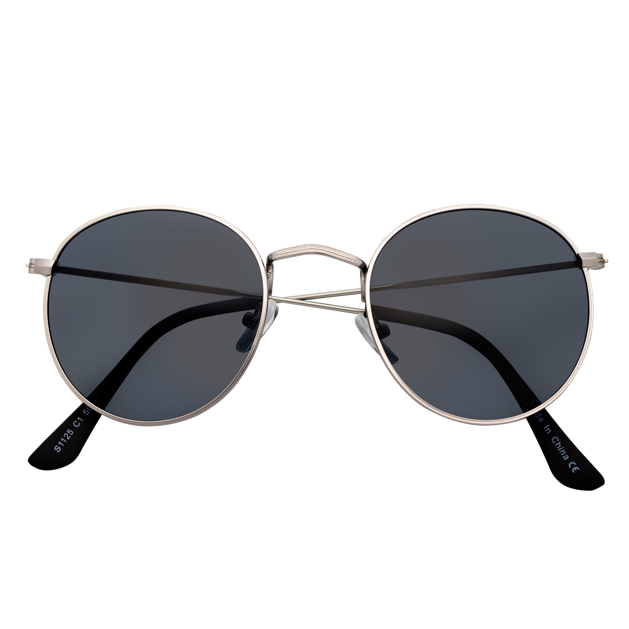 VAGABOND - Retro Classic Small Metal Round Sunglasses Silver Smoke Lens