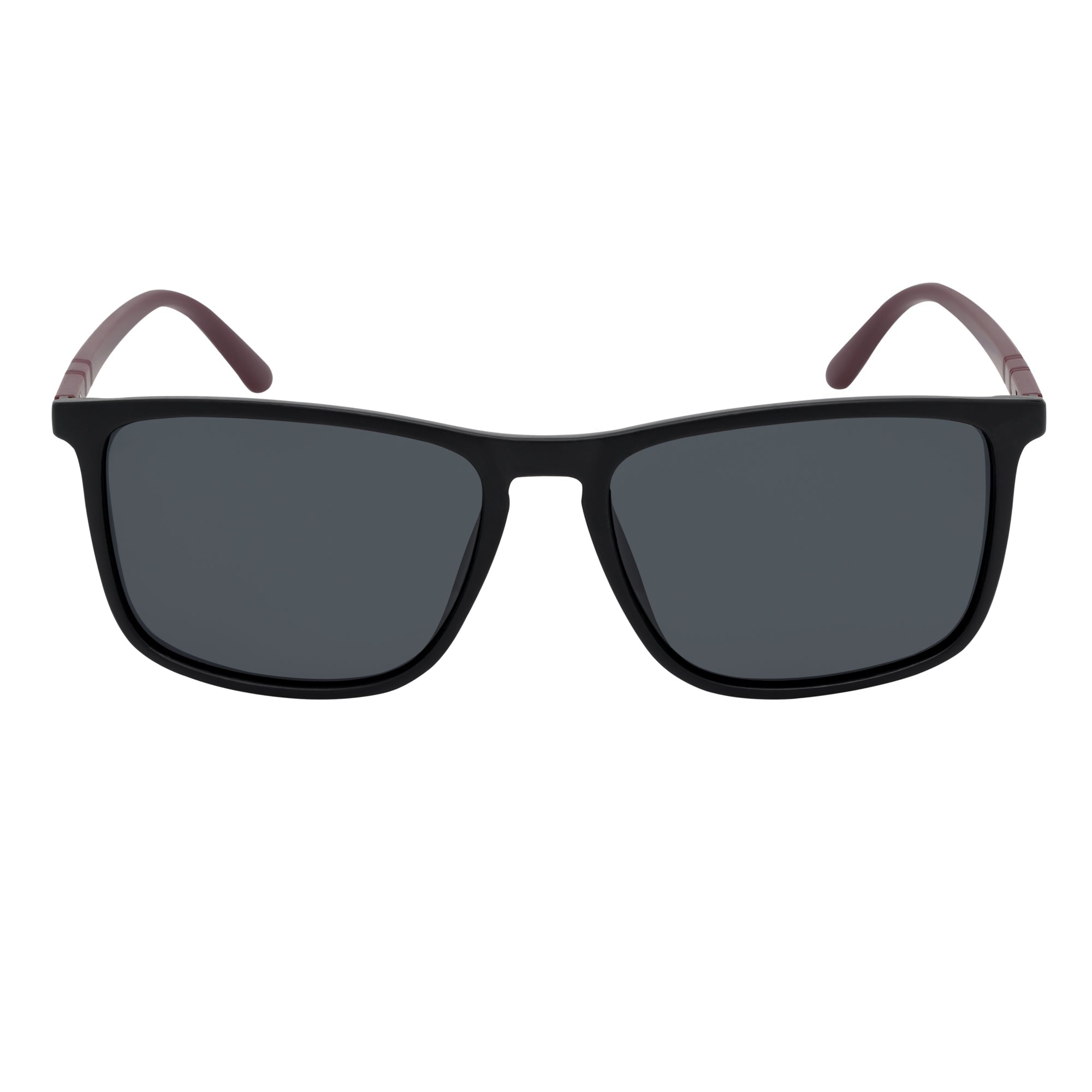 VENICE - Polarized Thin Square Horn Rimmed Sunglasses Black - Brown Smoke Tint