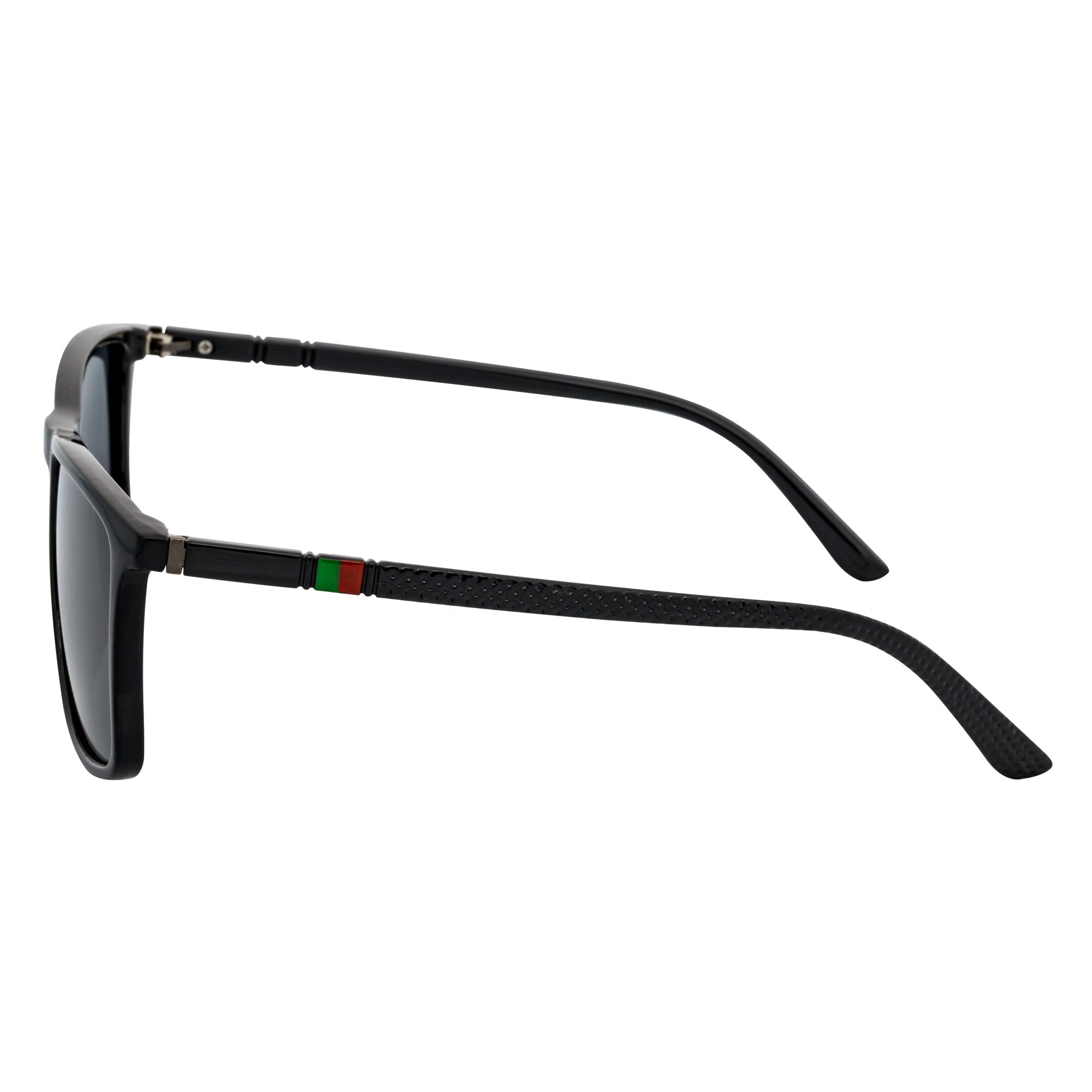 VENICE - Polarized Thin Square Horn Rimmed Sunglasses Gloss Black Smoke