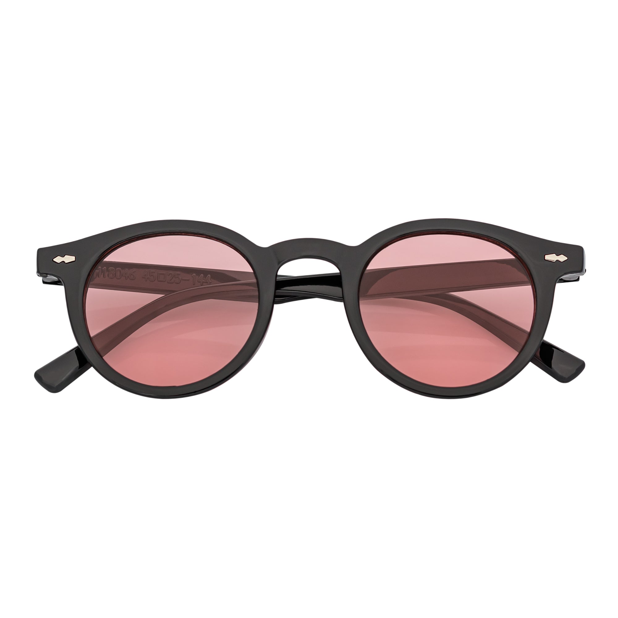 VIBES - Color Tint Retro Small Round Sunglasses Black Pink Tint - MorspecsM1127-1
