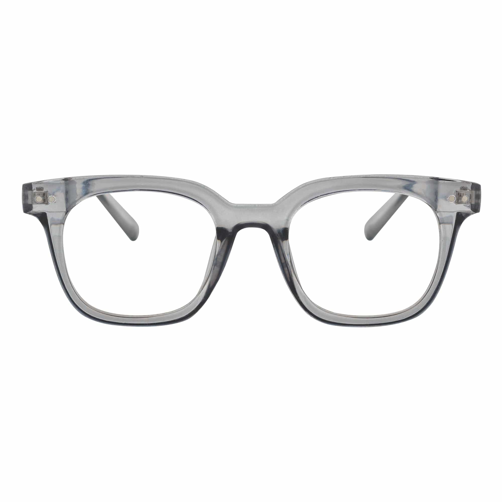 WALKER - Thick Horn Rimmed Blue Light Glasses Clear Gray Clear Lens