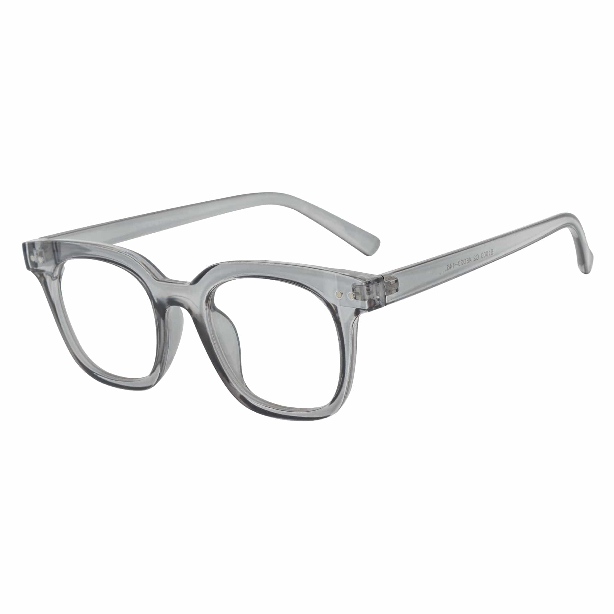 WALKER - Thick Horn Rimmed Blue Light Glasses Clear Gray Clear Lens