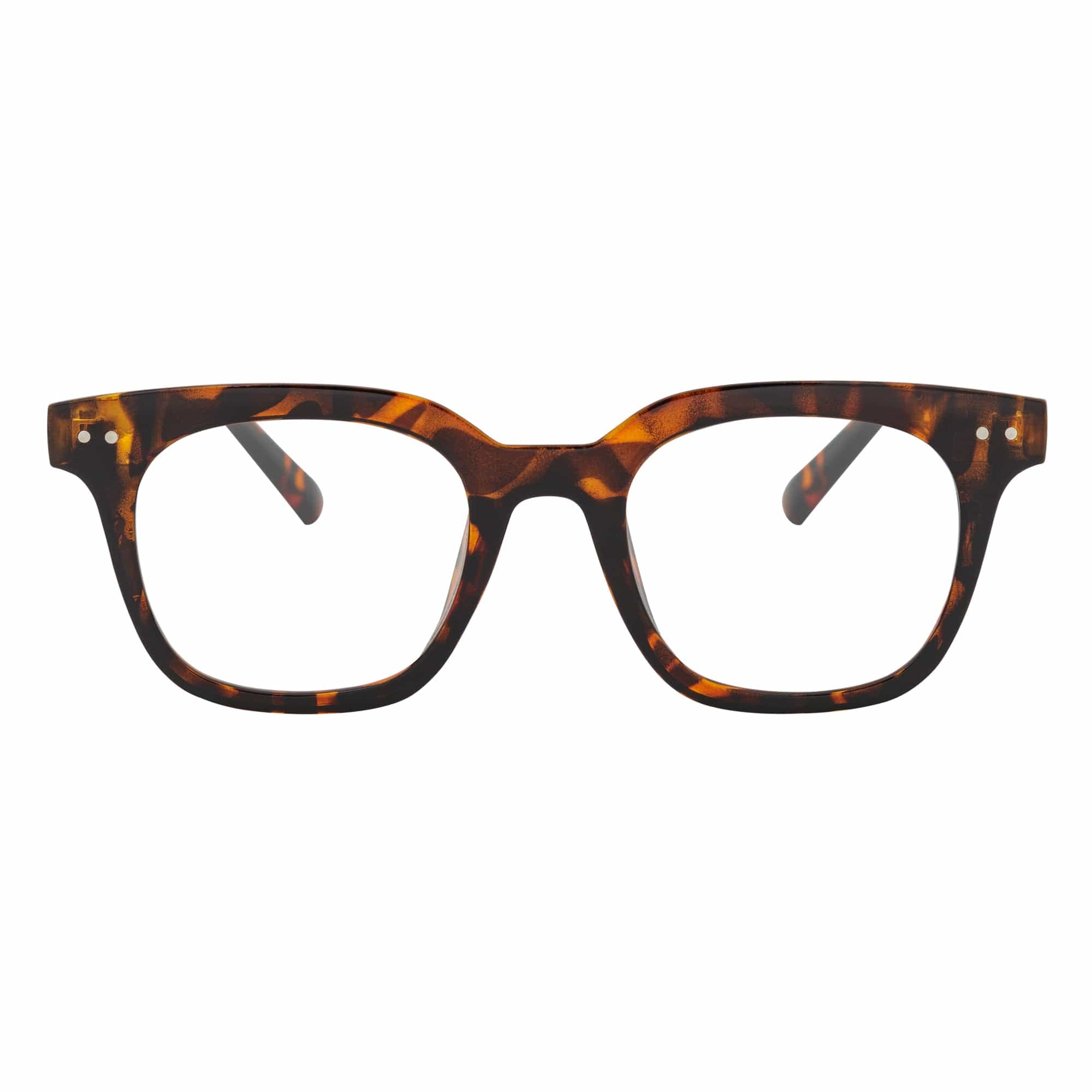 WALKER - Thick Horn Rimmed Blue Light Glasses Tortoise Shell Clear Lens