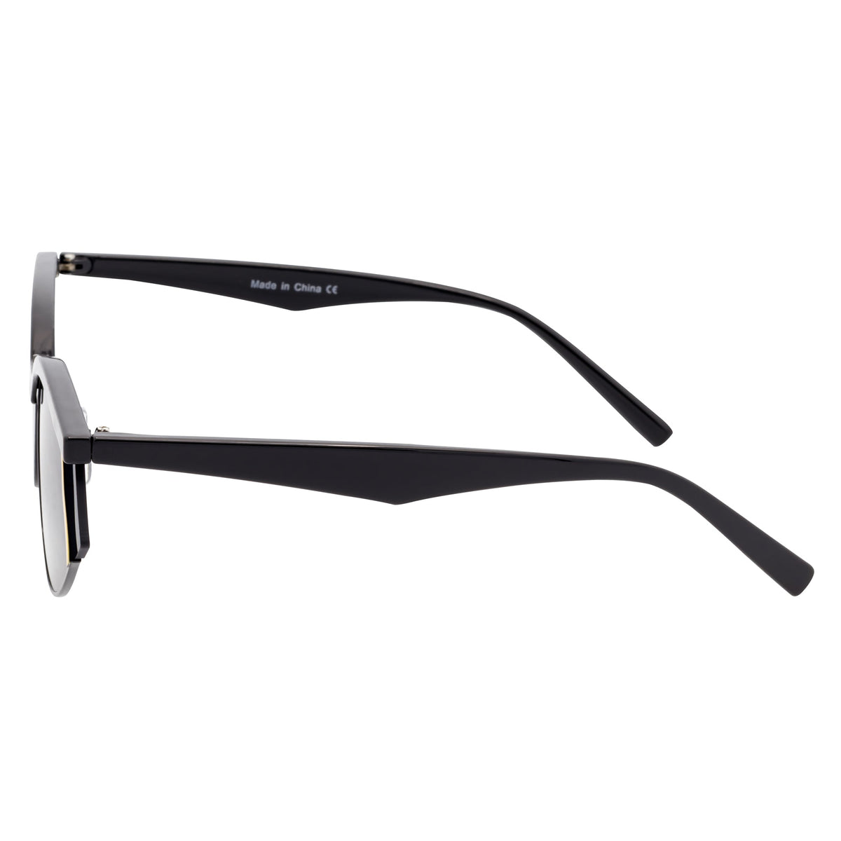 WILSHIRE - Rimless Cat Eye Sunglasses Black-Yellow Frame Smoke Lens