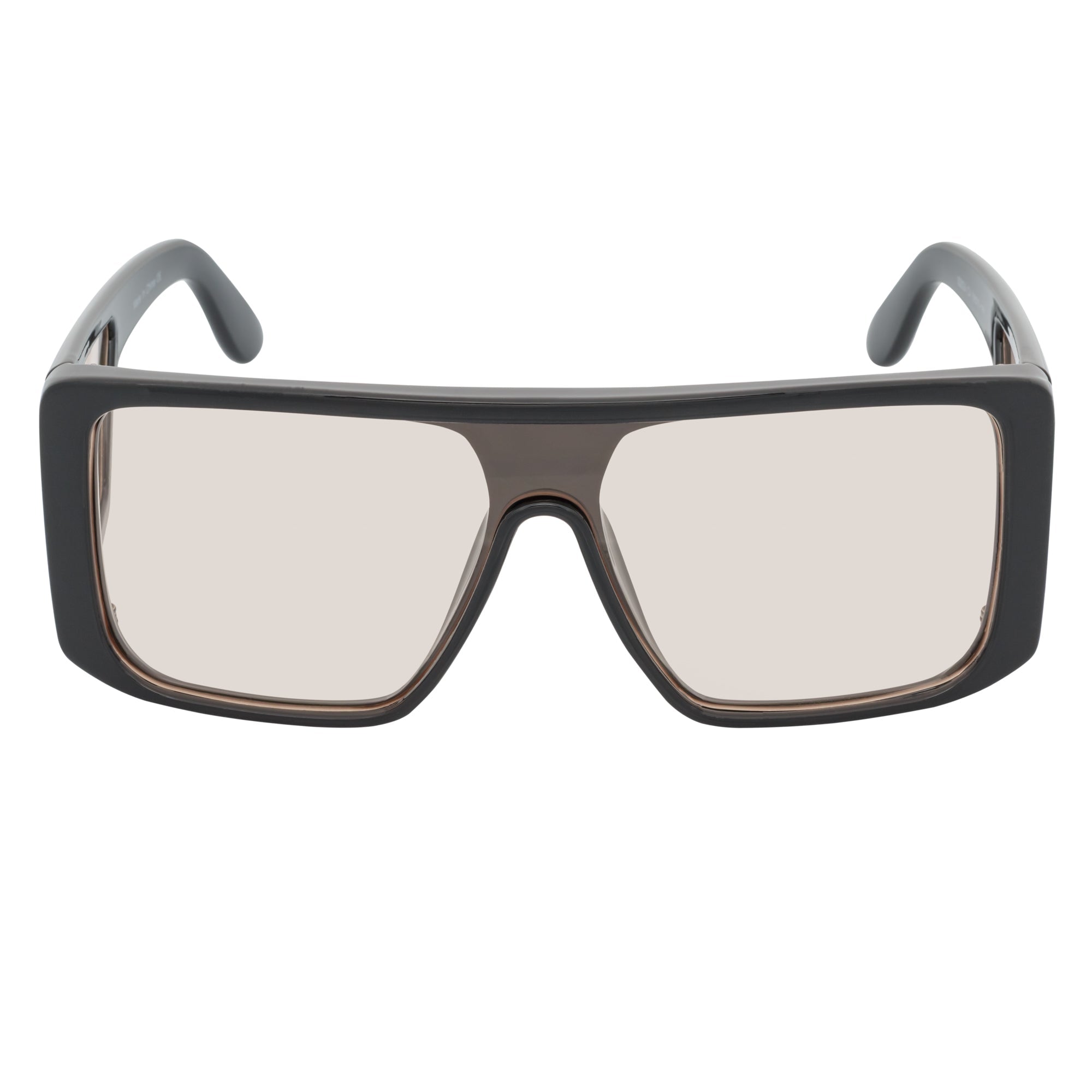 WINDOW - Large Shield Side Cover Square Black Sunglasses Pink Tint