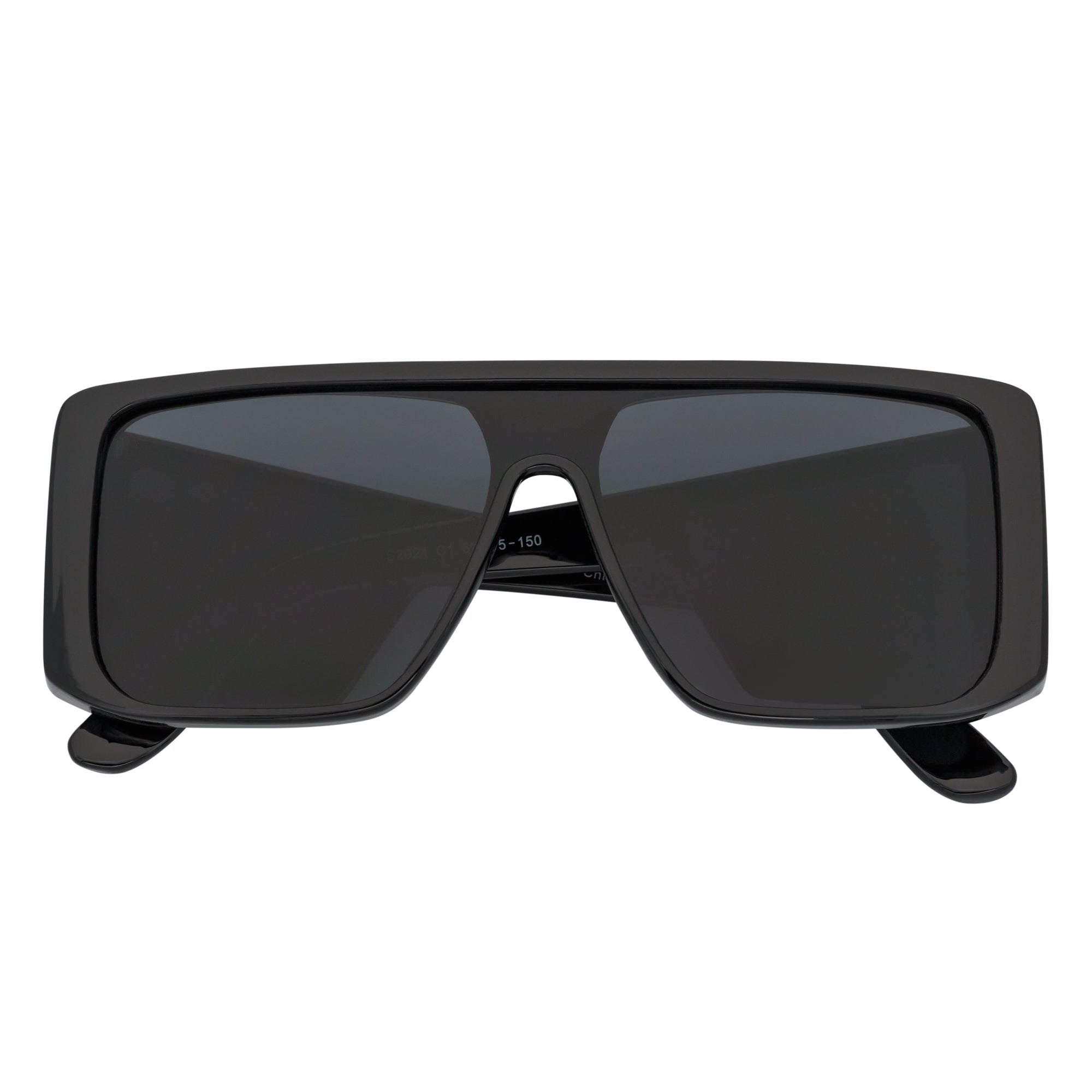 WINDOW - Large Shield Side Cover Square Sunglasses Black Dark Smoke Lens