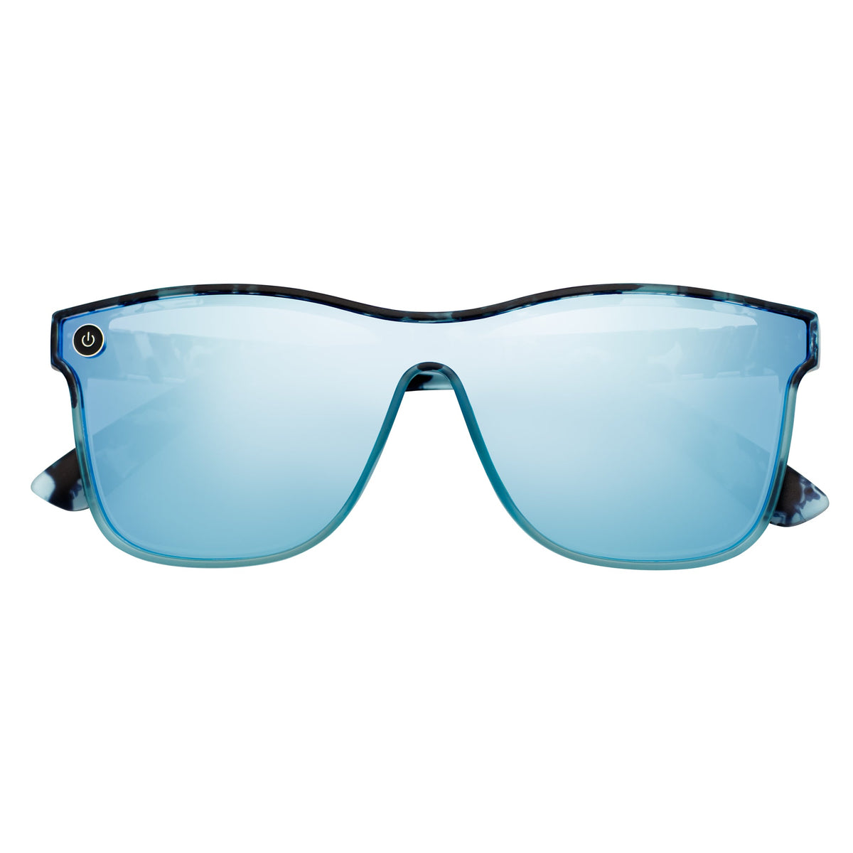 ZENITH - Mono Lens Shield Horn Rimmed Sunglasses Tortoise Blue Mirror